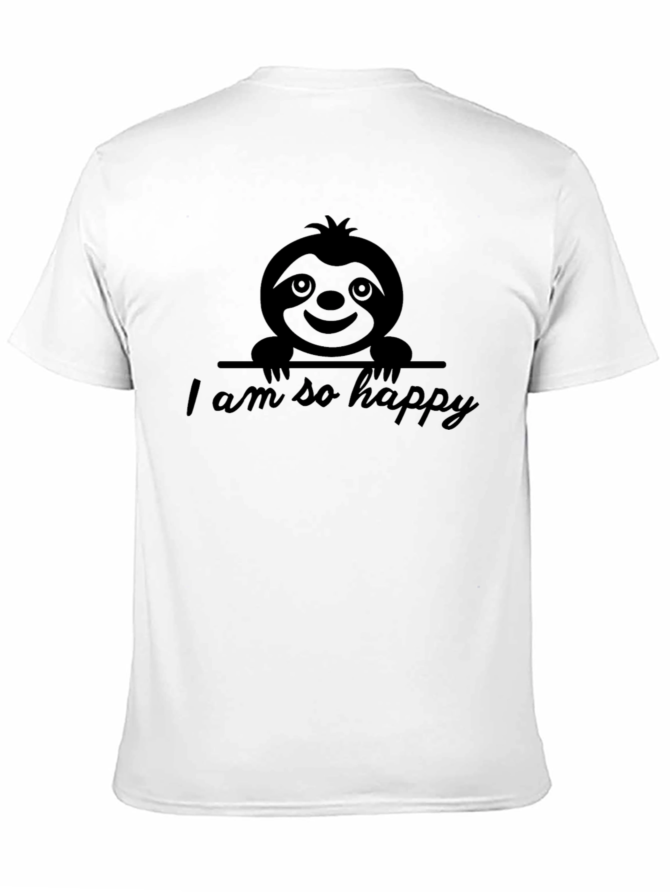 Black Happy Sloth Graphic Tee - Unisex Cotton T-Shirt view 11