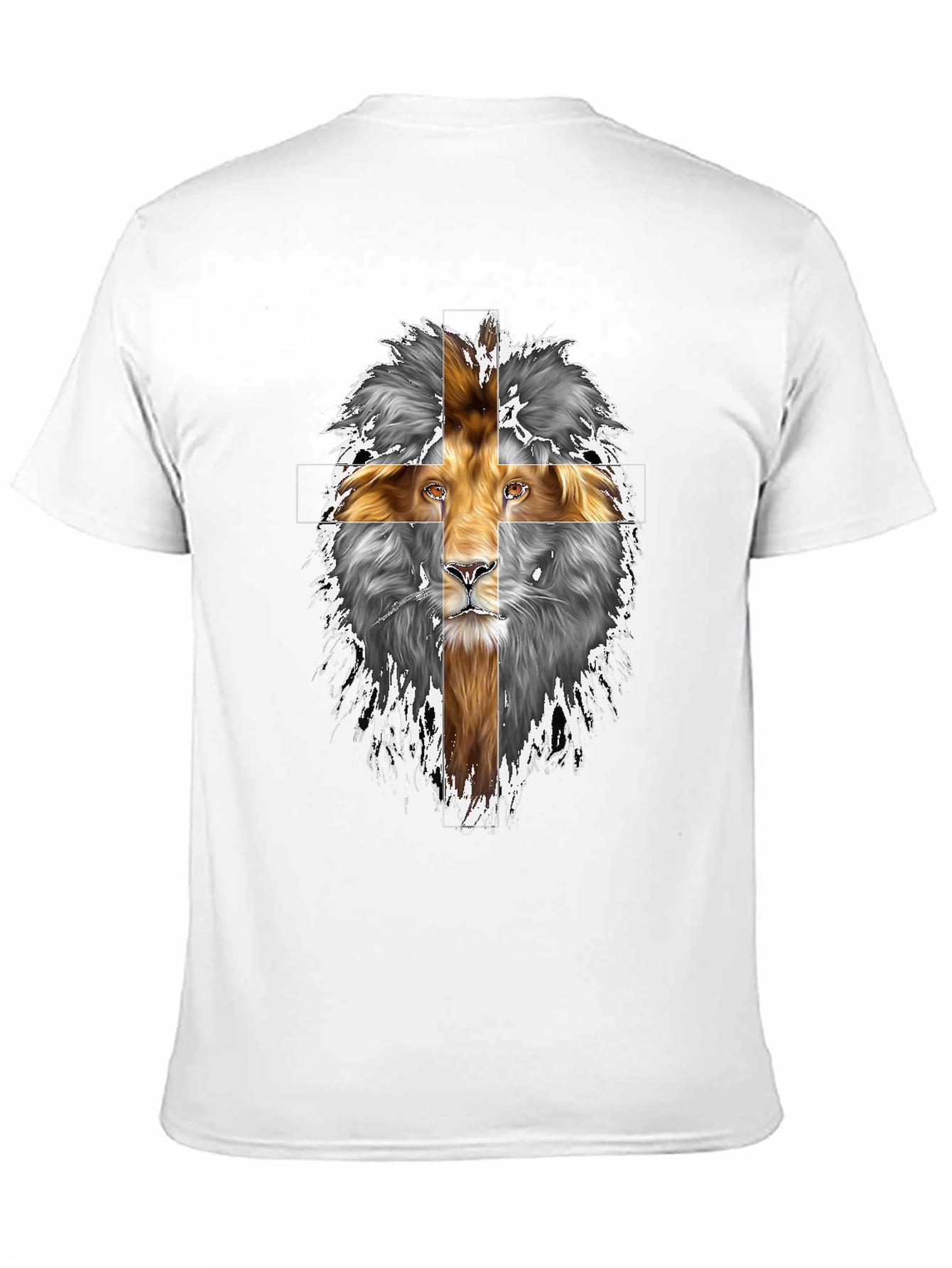 Black Lion Cross Graphic Print Black T-Shirt view 11