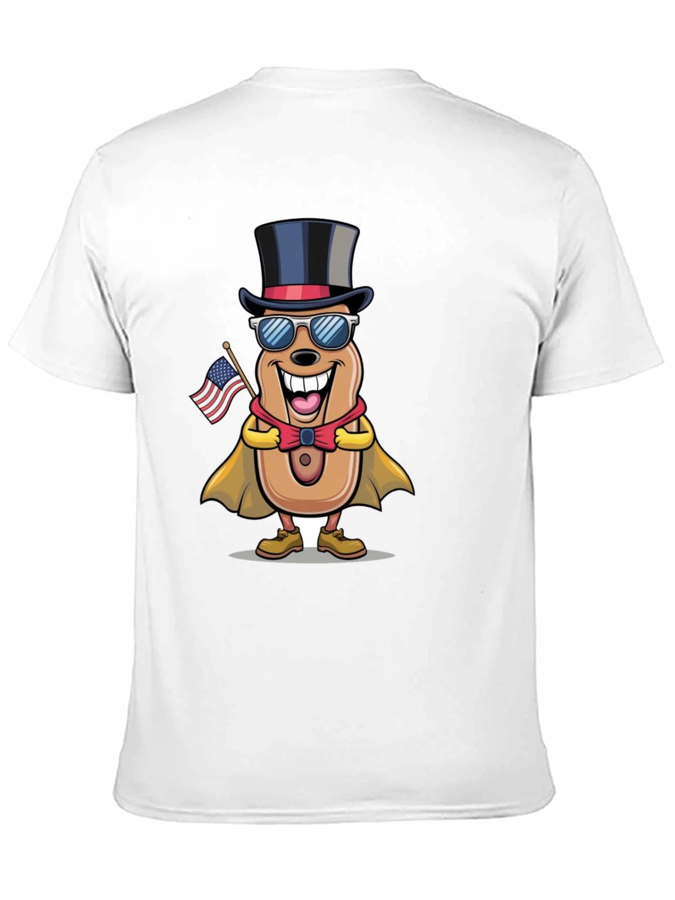 Black Patriotic Hot Dog Cartoon T-Shirt view 11