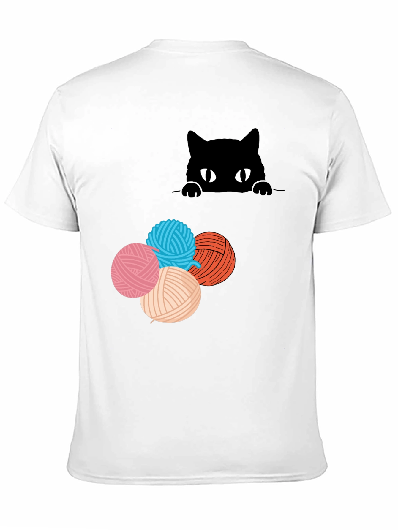 Black Cat Peek Yarn Ball T-Shirt view 11