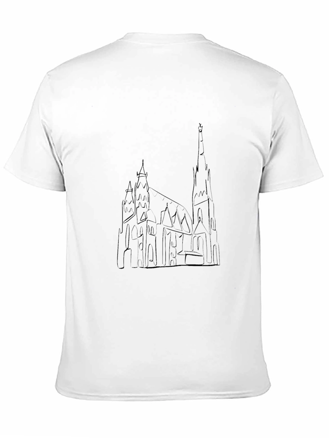 Black Gothic Cathedral Outline Black T-Shirt view 11