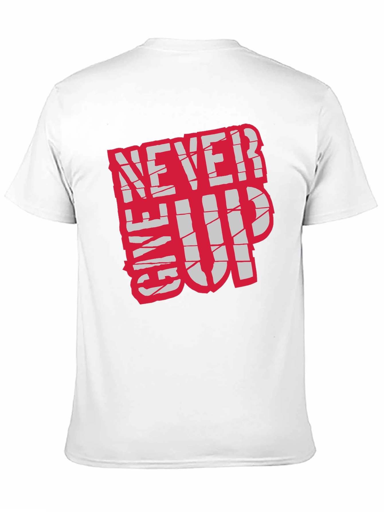 Black Motivational 'Never Give Up' Black T-Shirt view 11