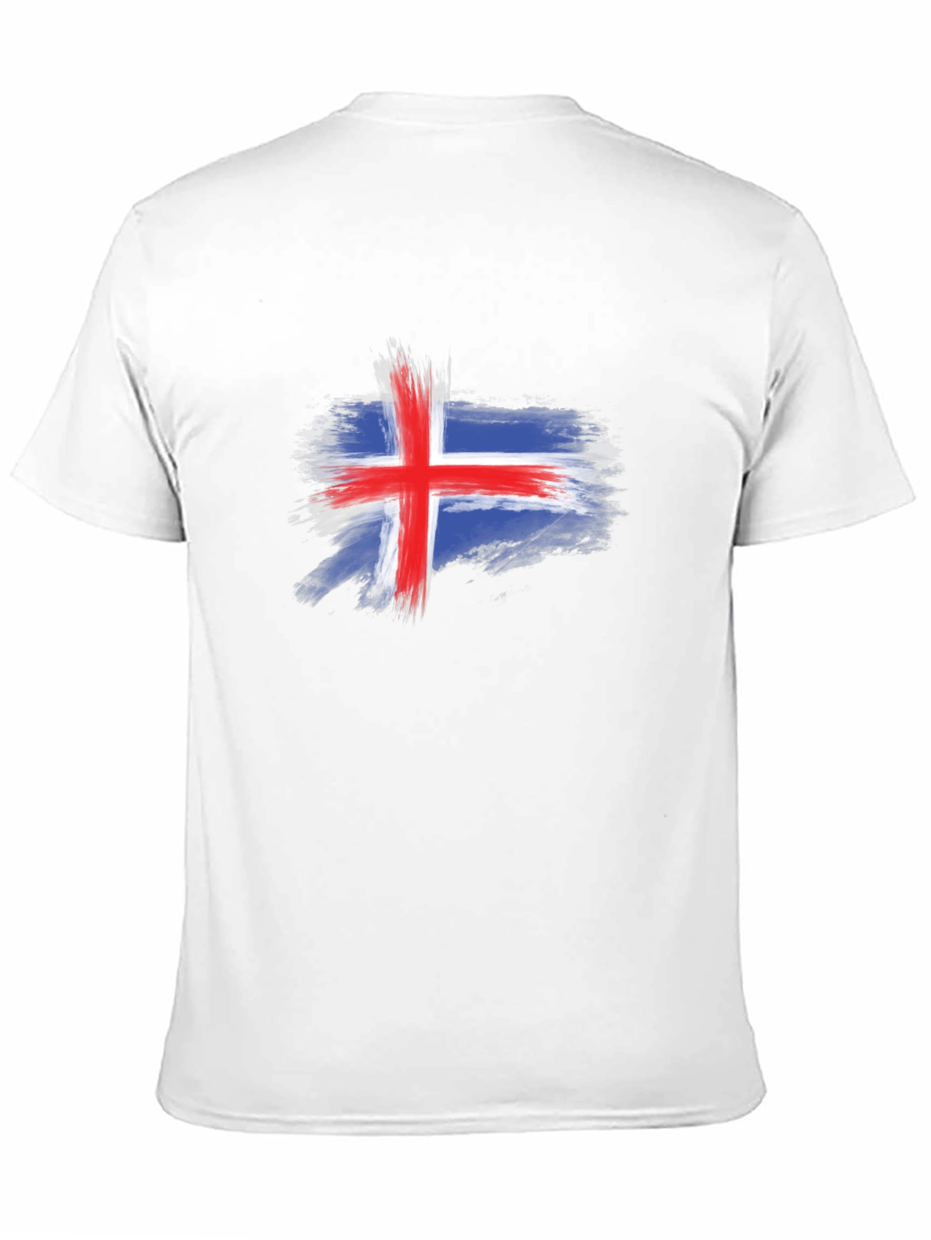Black Iceland Flag Brush Stroke Men's Black T-Shirt view 11