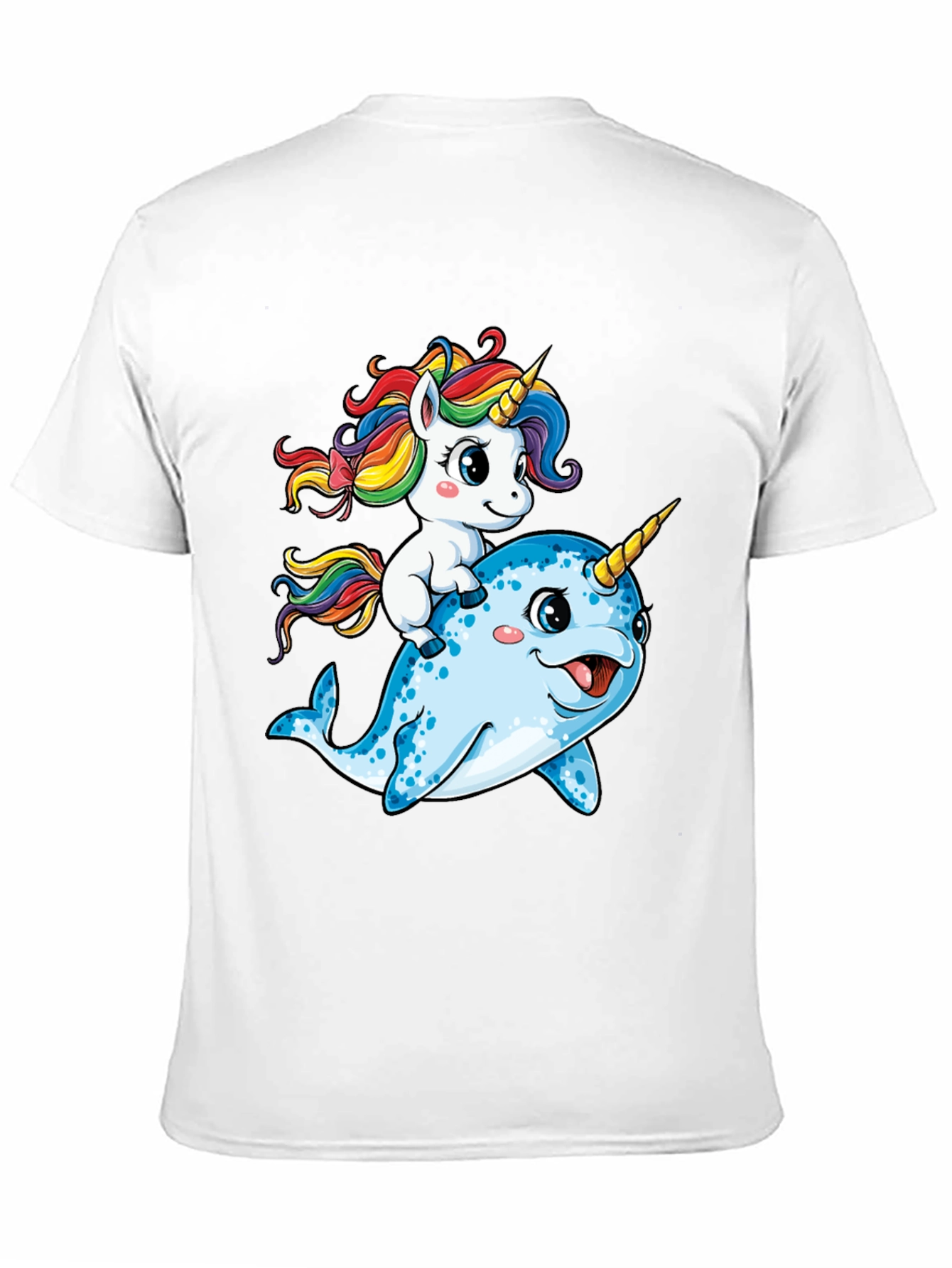 Black Unicorn Riding Narwhal T-Shirt view 11