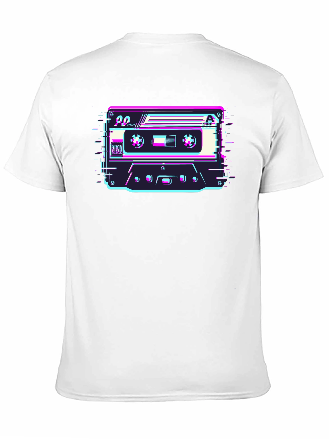 Black Retro Cassette Glitch T-Shirt - Classic 90's Style view 11