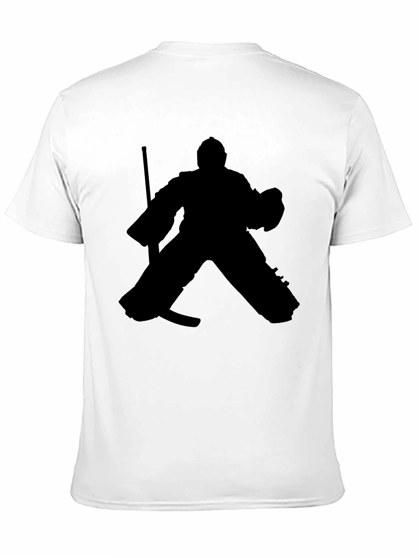 Black Hockey Goalie Silhouette Graphic Tee - Black Cotton T-Shirt view 11