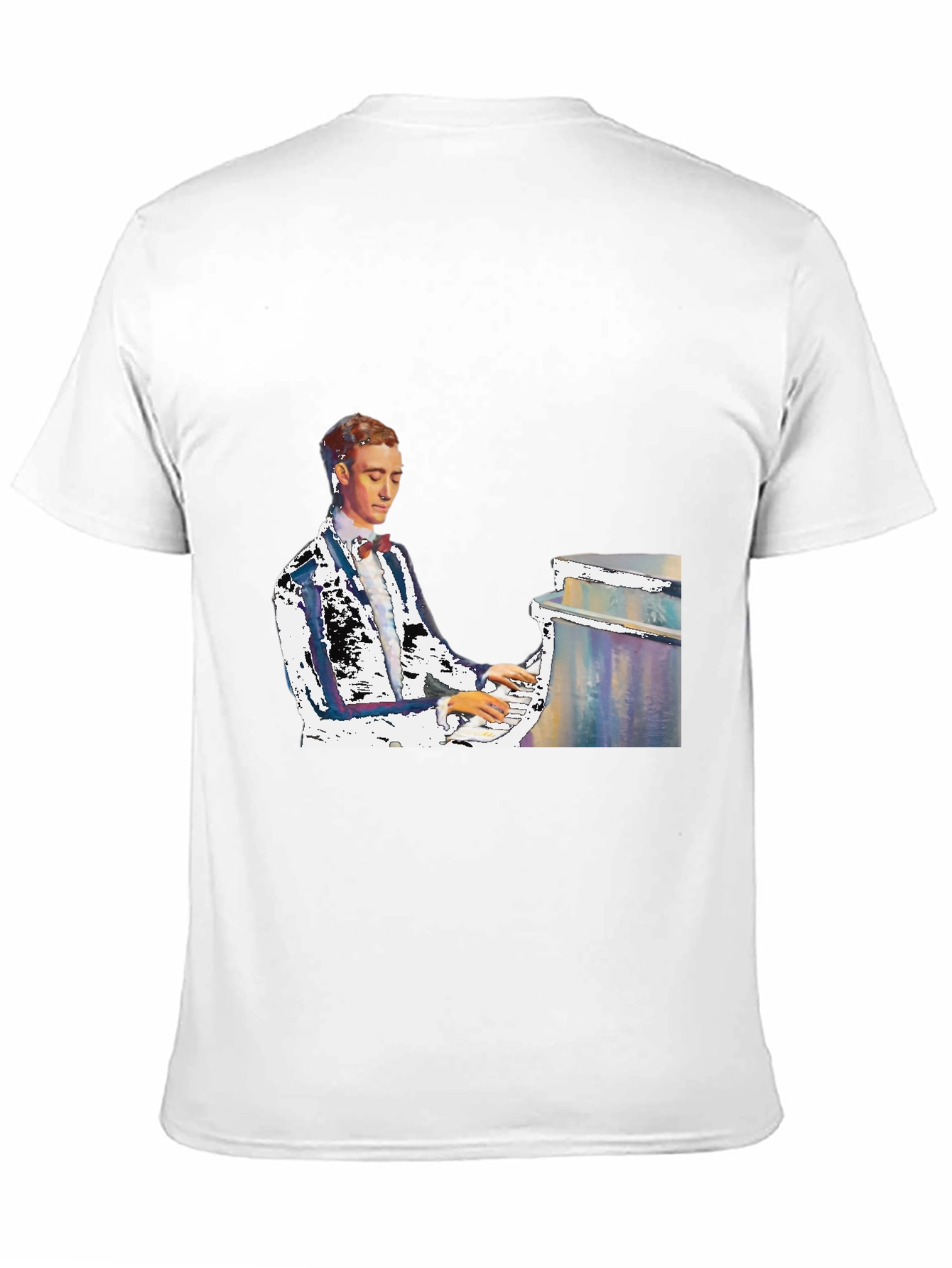 Black Piano Man Graphic Tee - Black Cotton T-Shirt view 11