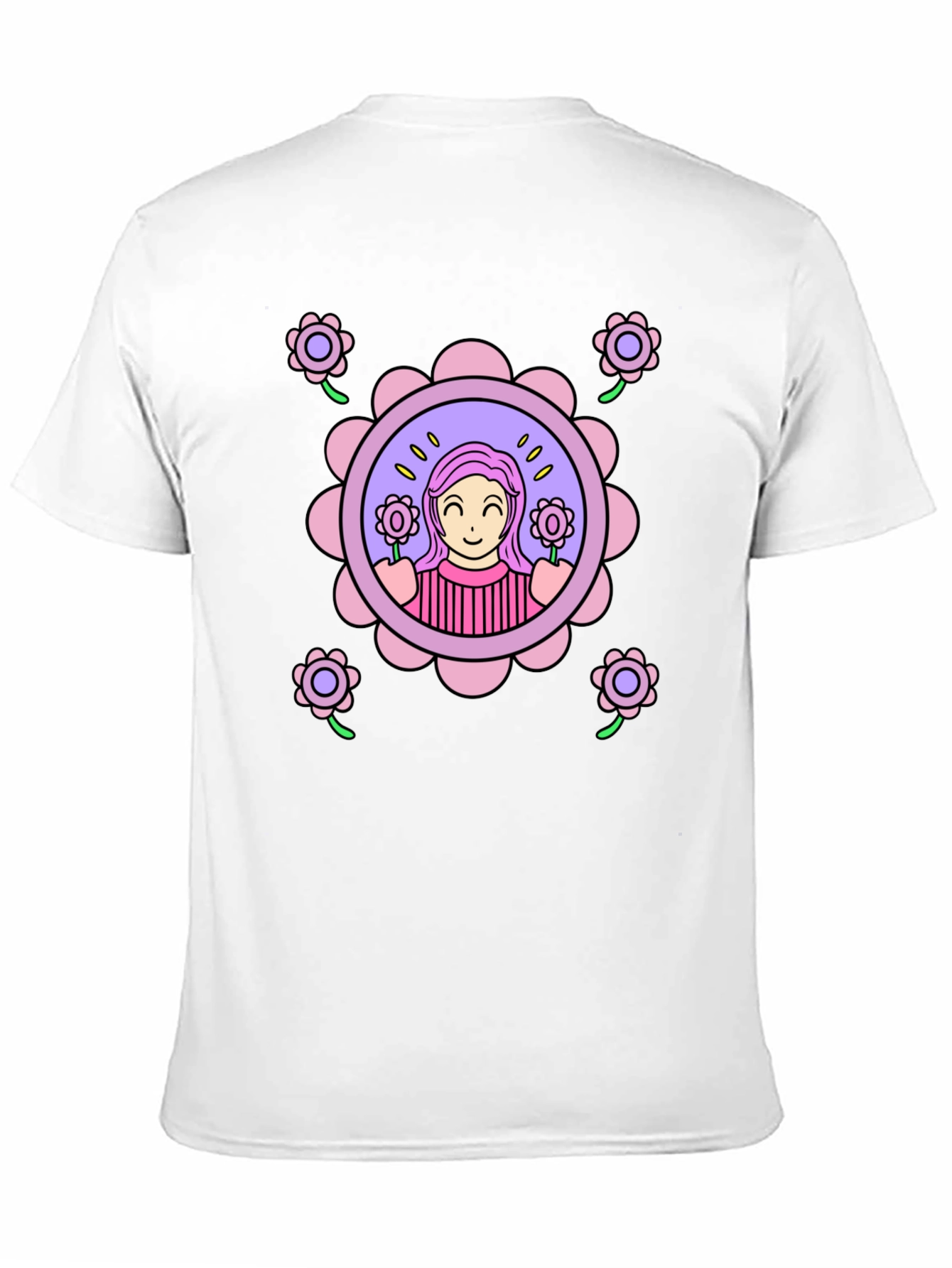 Black Floral Girl Graphic T-Shirt - Fun & Stylish view 11