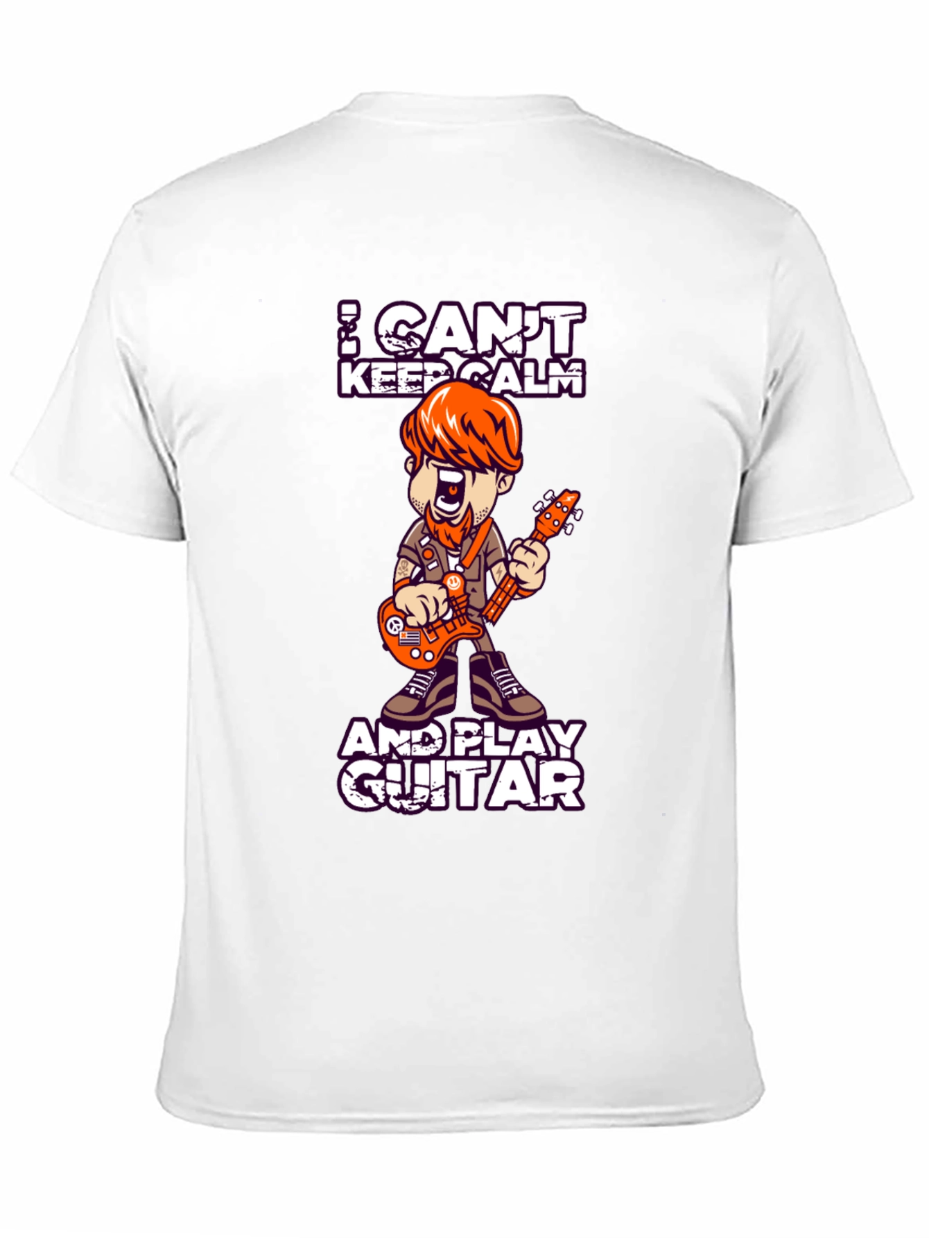 Black I Can't Keep Calm and Play Guitar T-Shirt view 11