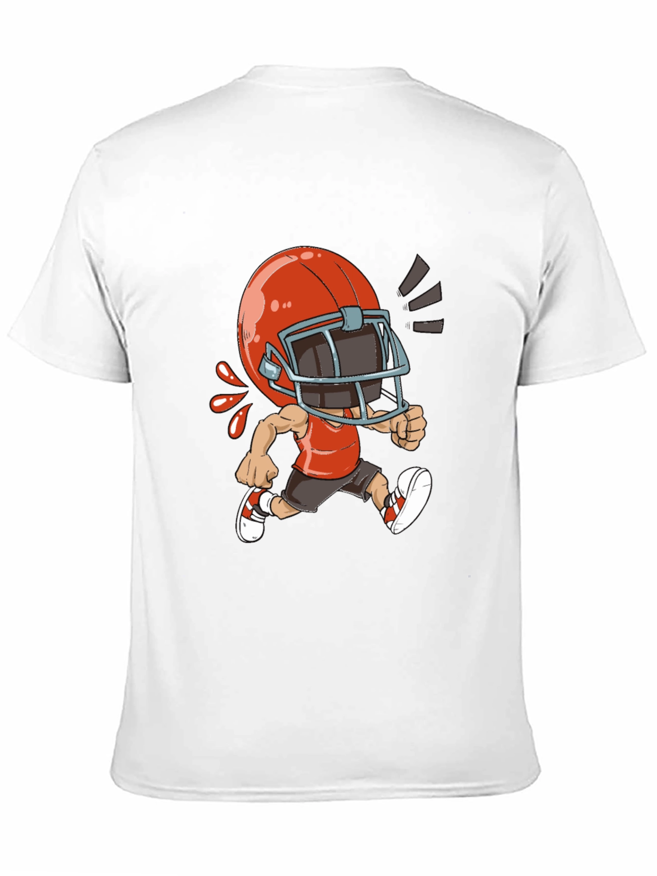 Black Cartoon Football Player Black T-Shirt view 11