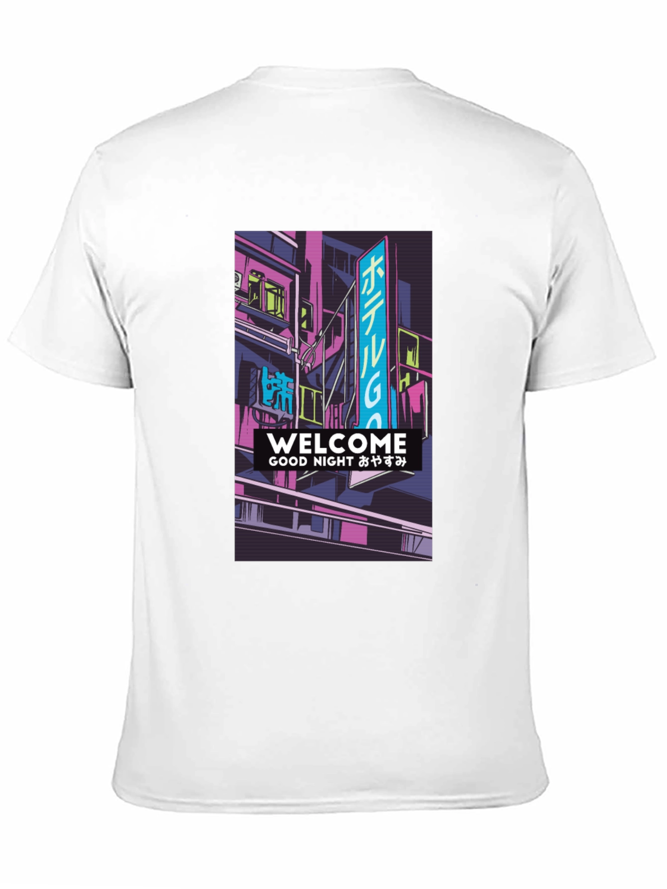 Black Neon Cityscape Graphic T-Shirt view 11