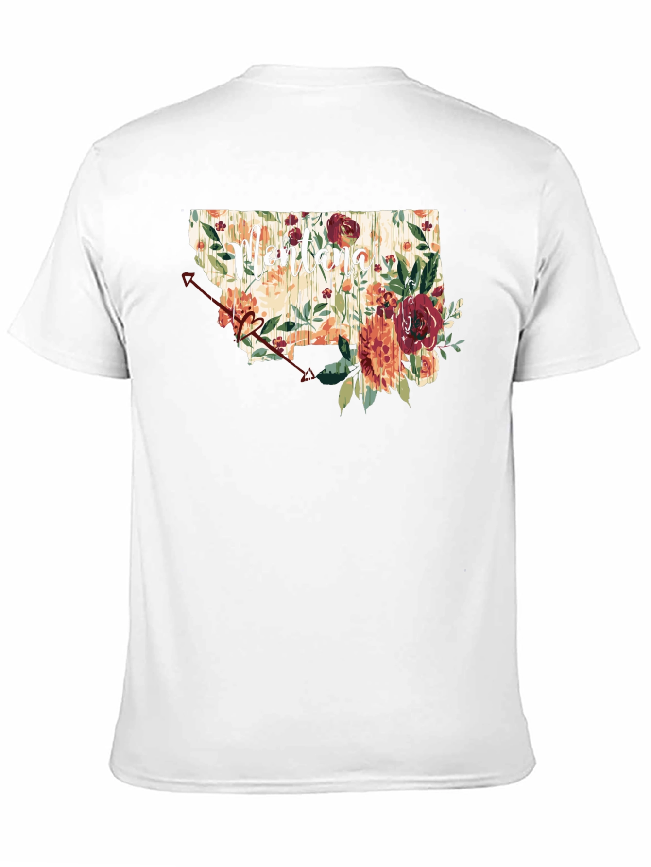 Black Floral Montana State T-Shirt view 11