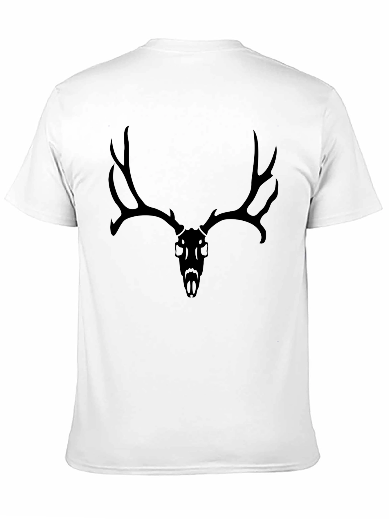 Men's Black T-Shirt with Deer Skull Graphic - 11