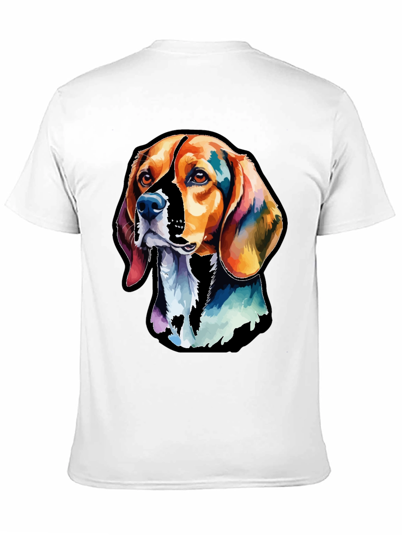 Black Colorful Beagle Dog Graphic T-Shirt view 11