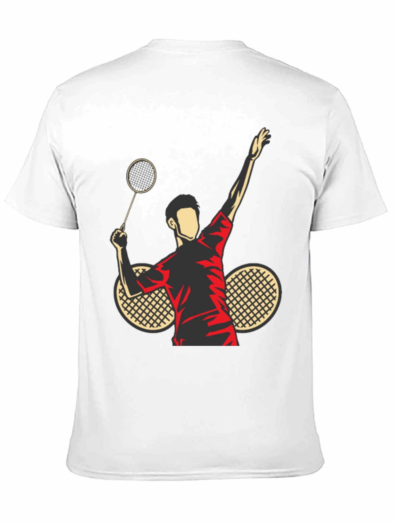 Black Badminton Player Graphic Tee - Black Cotton view 11