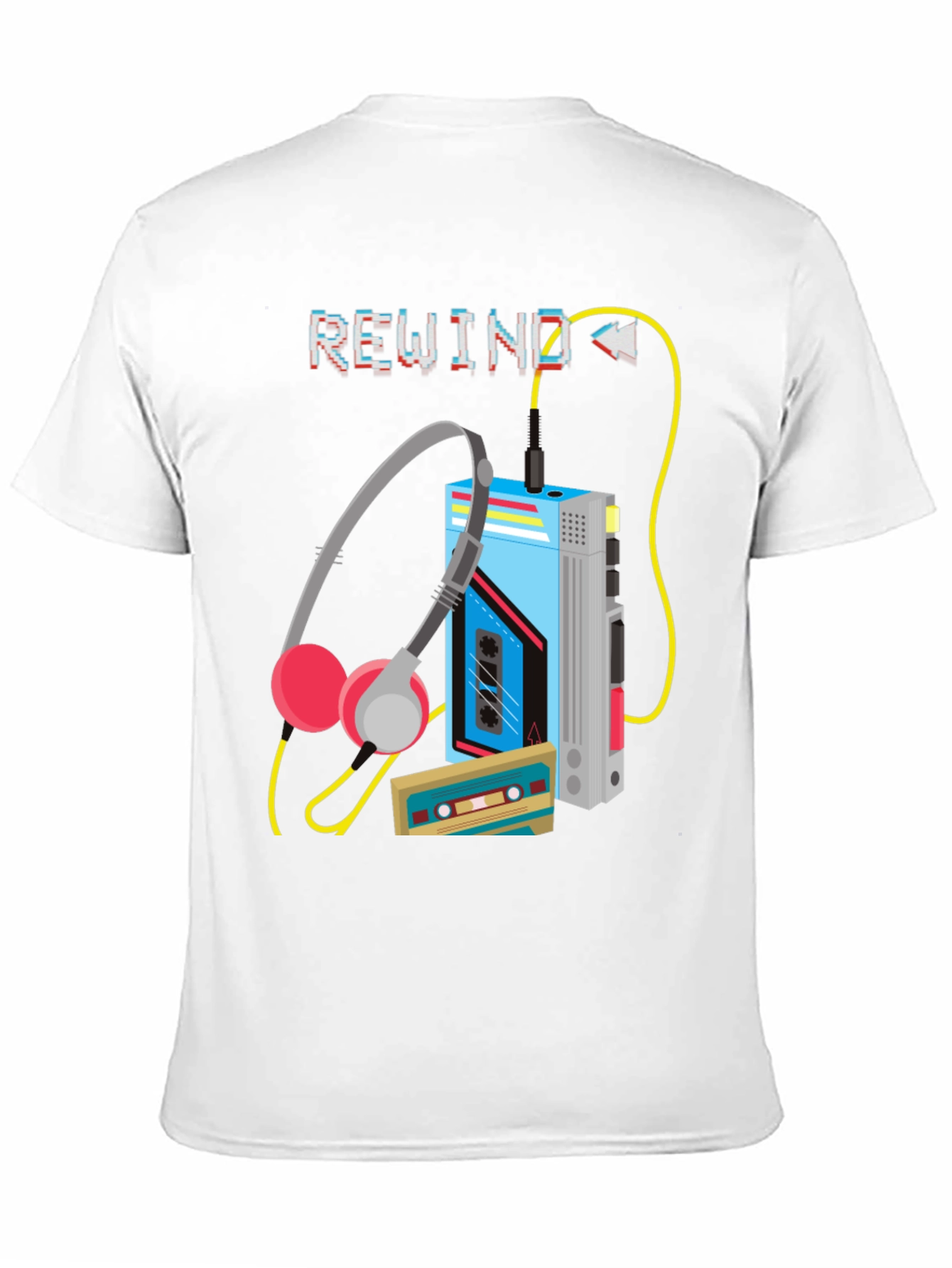 Black Rewind Cassette Player Graphic T-Shirt view 11