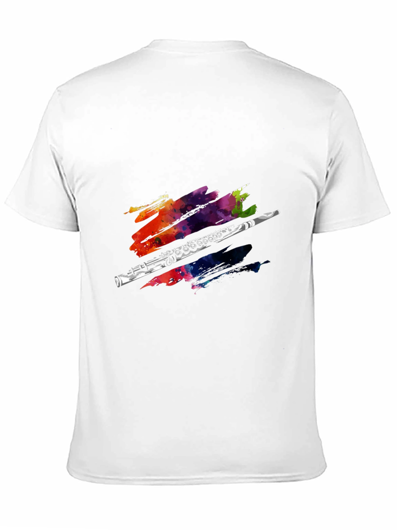 Black Flute Watercolor Graphic Print T-Shirt view 11