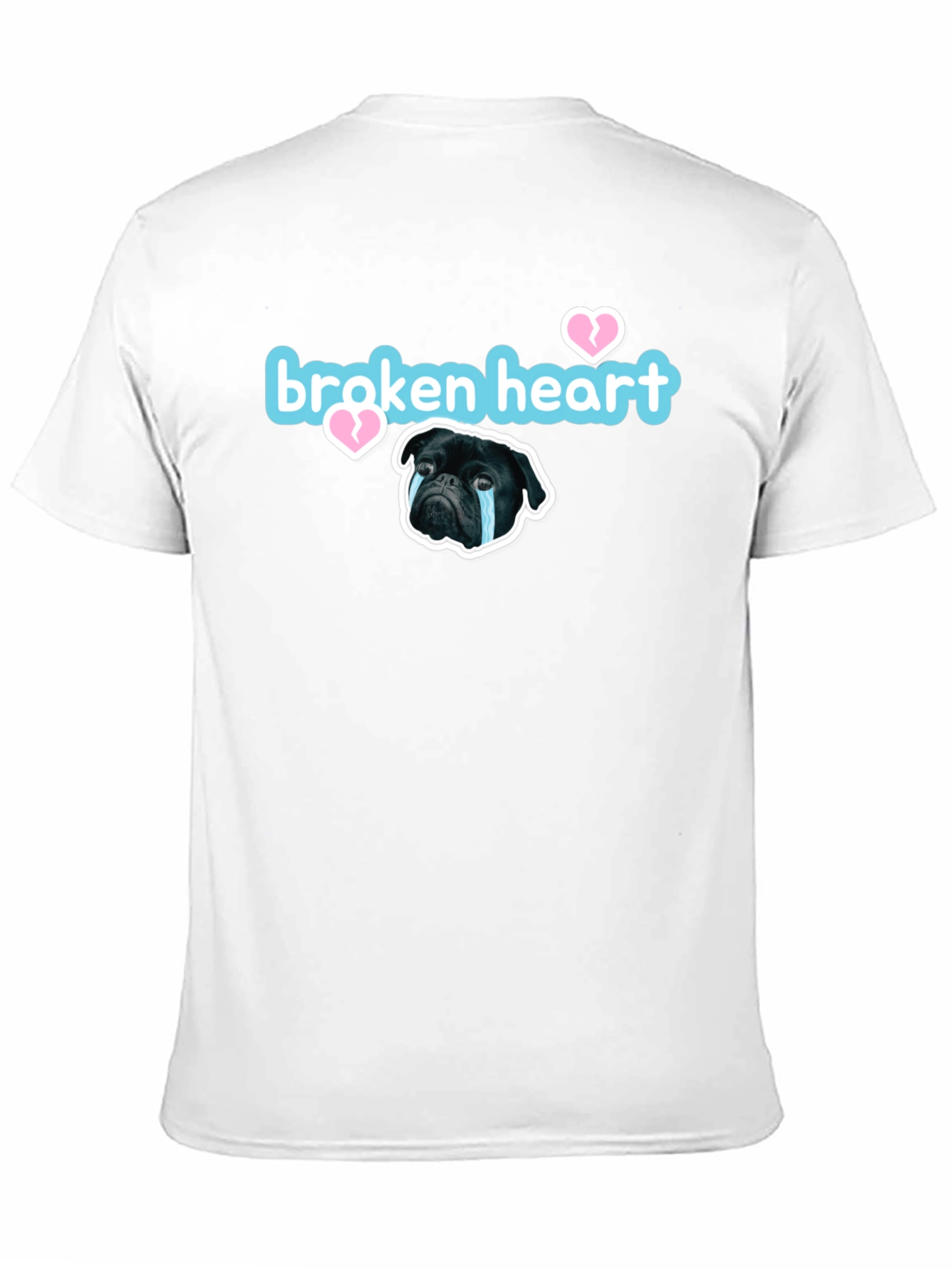 Black Broken Heart Pug Graphic Tee - Black Short Sleeve view 11