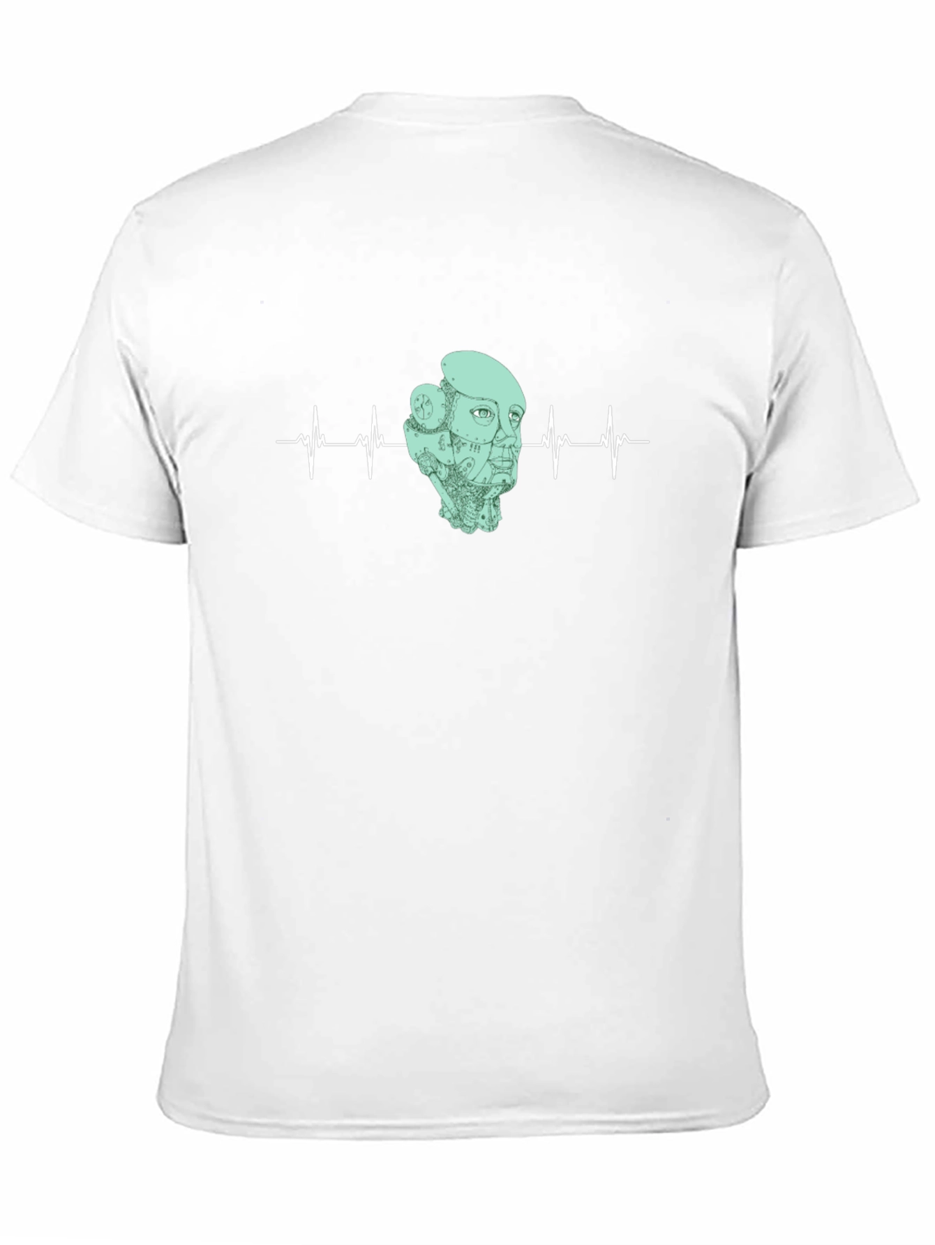 Black Robot Headbeat Graphic Tee - Black Cotton T-Shirt view 11