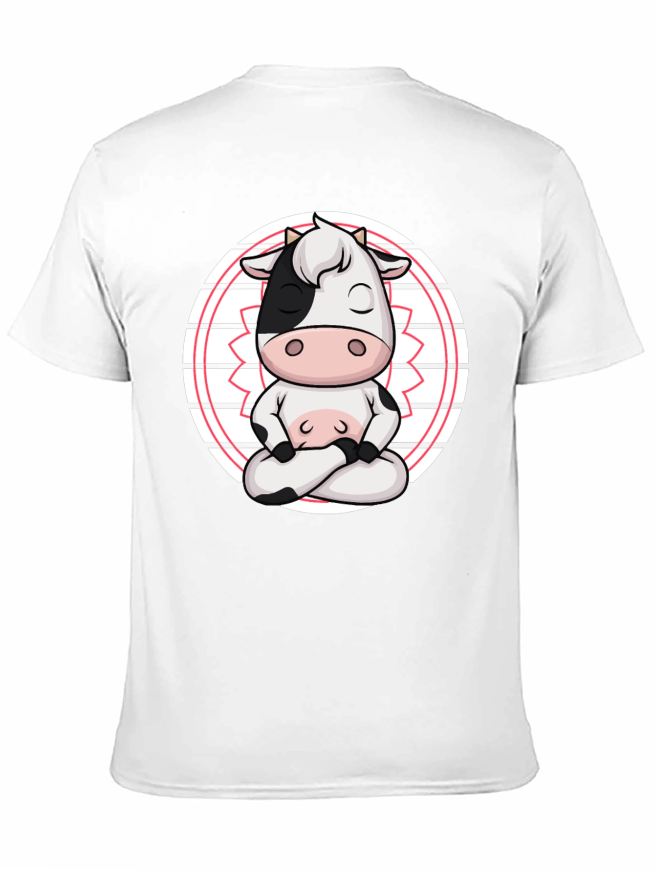 Black Zen Cow T-Shirt - Meditating Cartoon Animal Tee view 11