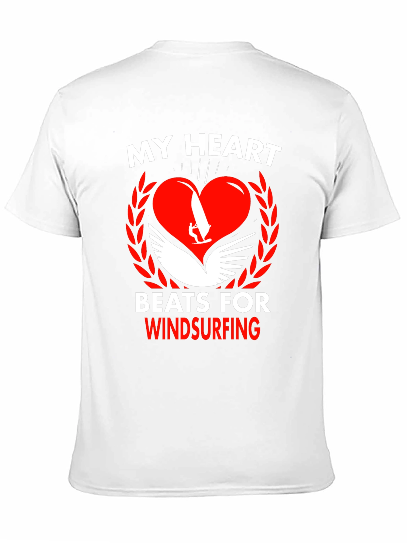 Black Windsurfing Heartbeat T-Shirt - Passionate Watersport Tee view 11