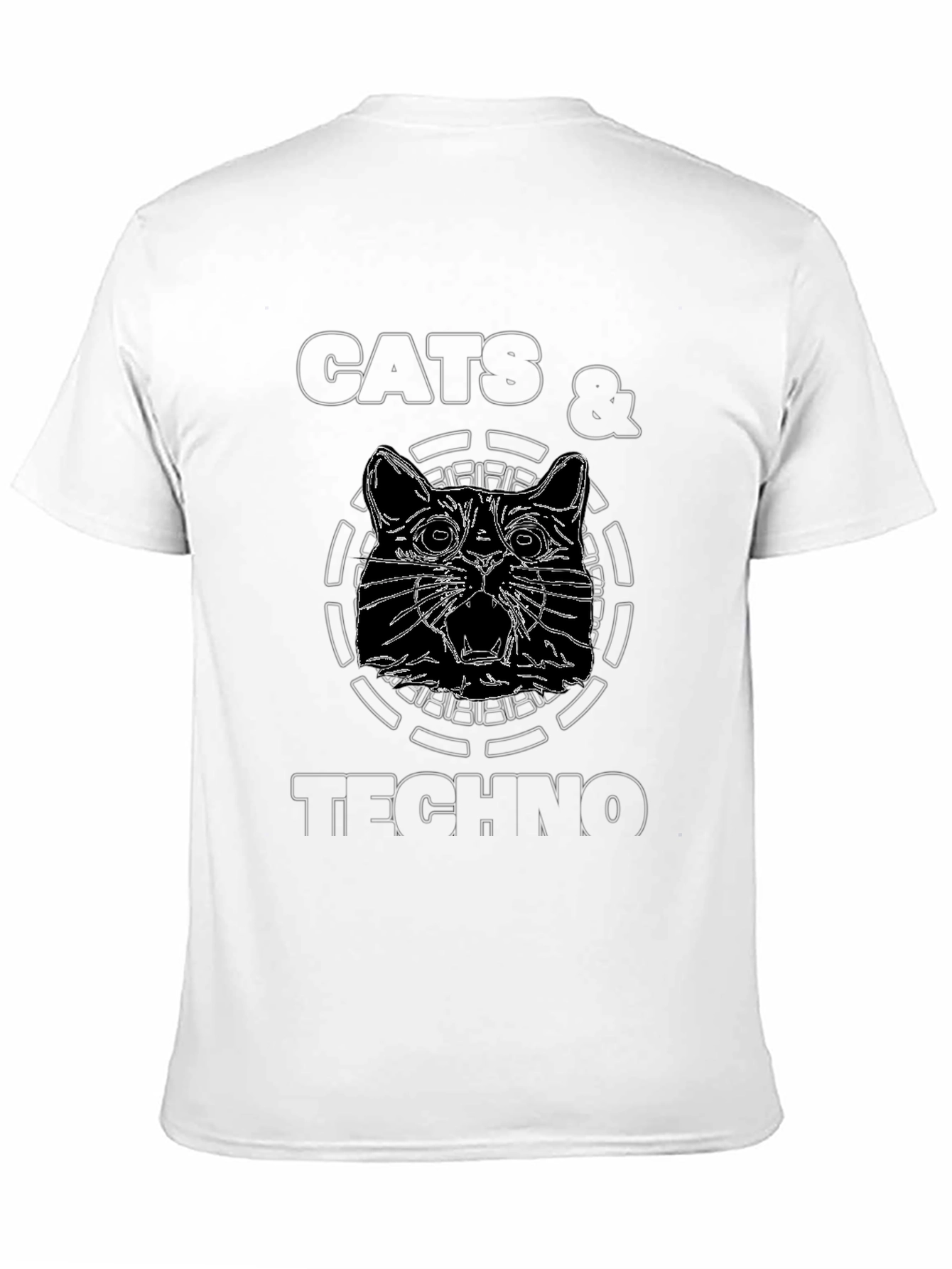 Black Cats & Techno Graphic T-Shirt - Cool EDM Rave Tee view 11