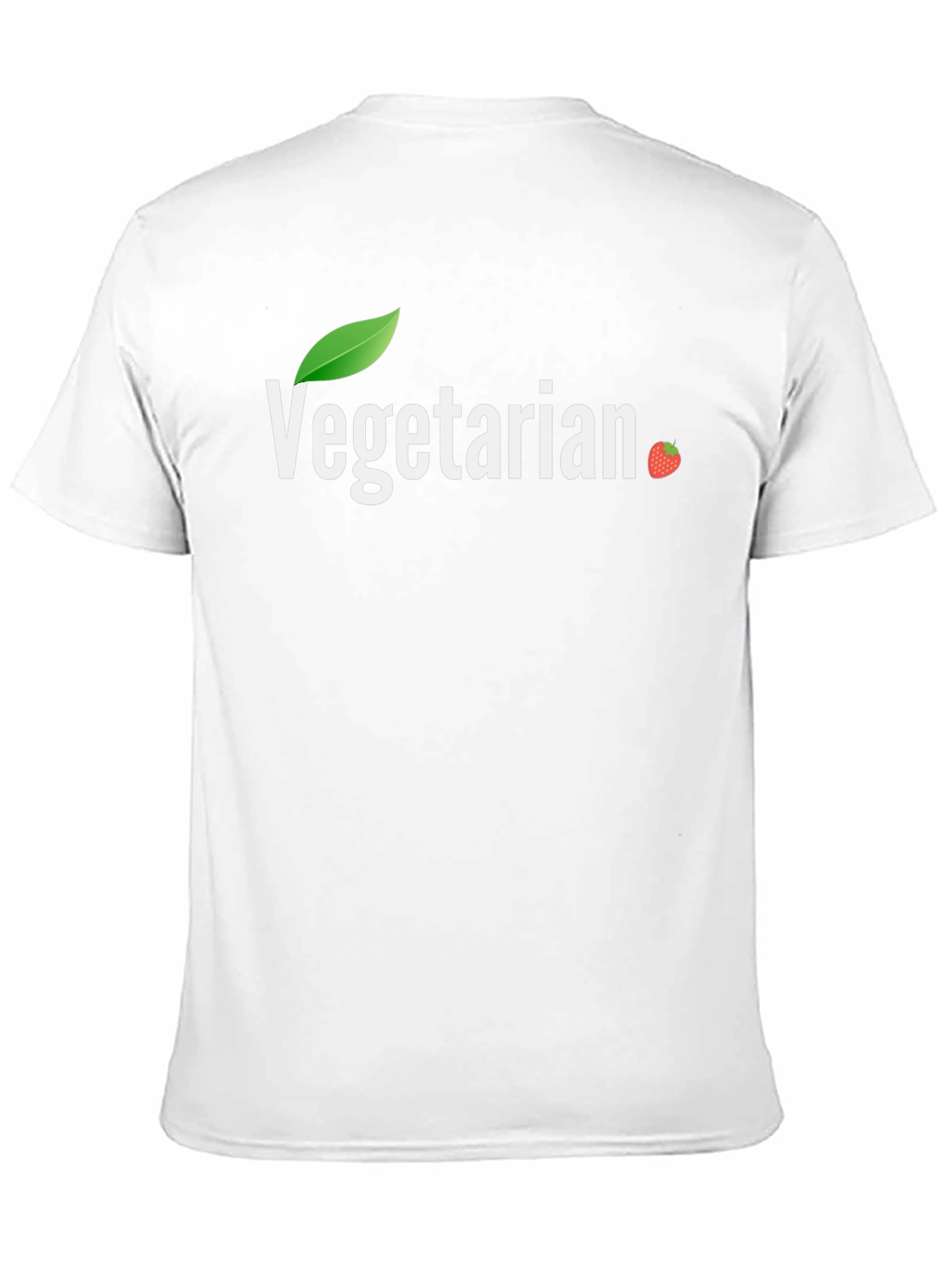 Black Vegetarian T-Shirt - Leaf & Strawberry Design view 11