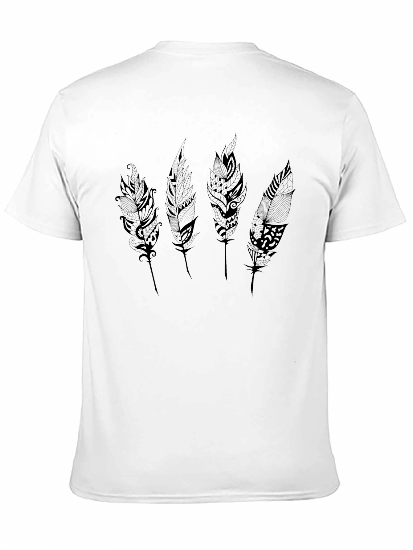 Black Feather Print Black T-Shirt view 11