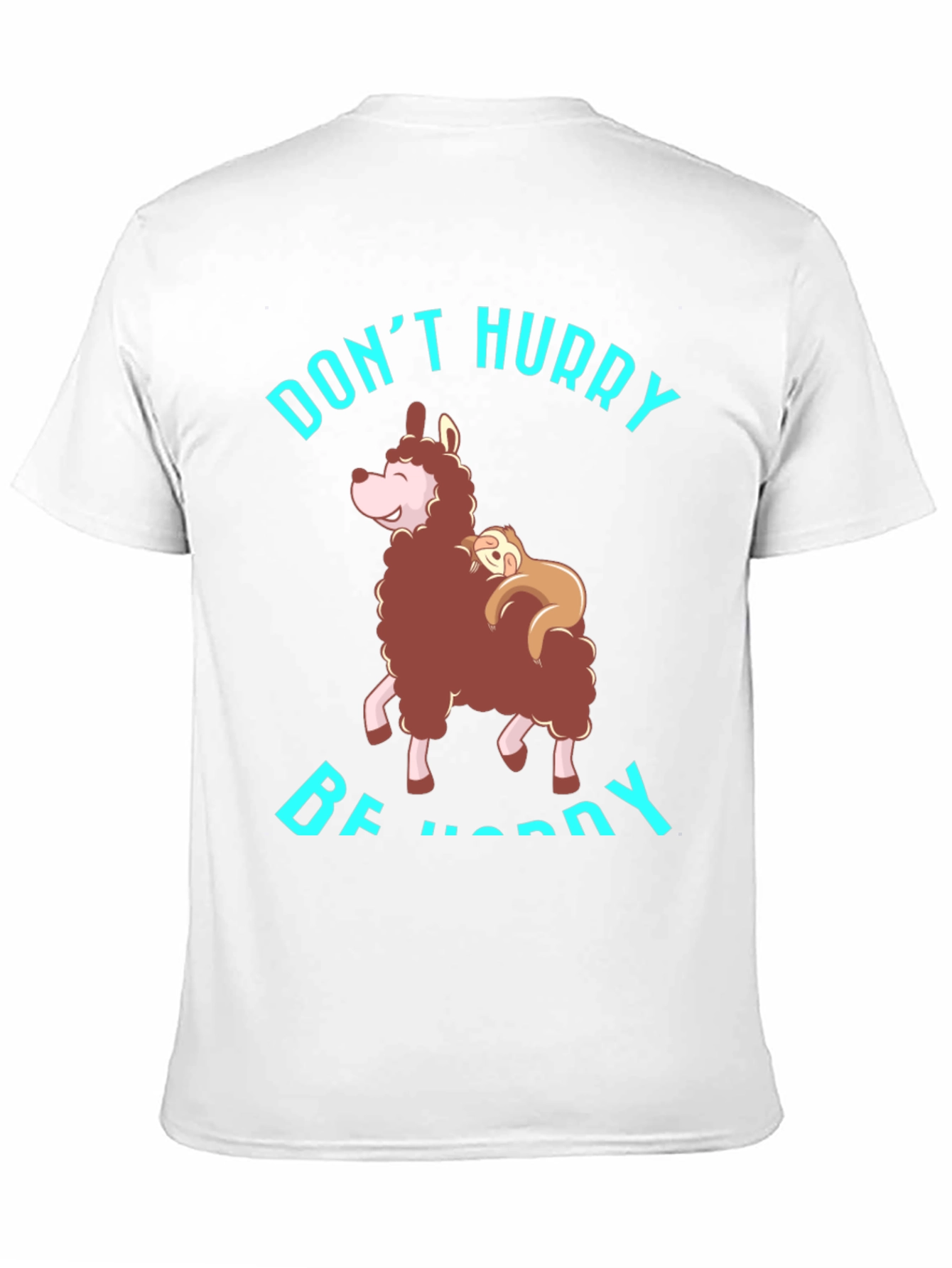 Black Don't Hurry Be Happy Sloth & Llama Graphic Tee view 11