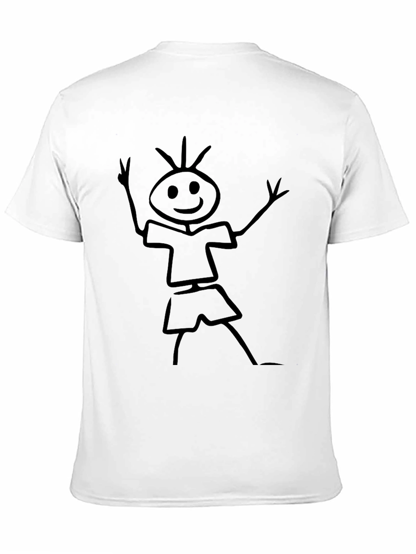 Black Stick Figure Graphic Tee - Black Cotton Blend view 11