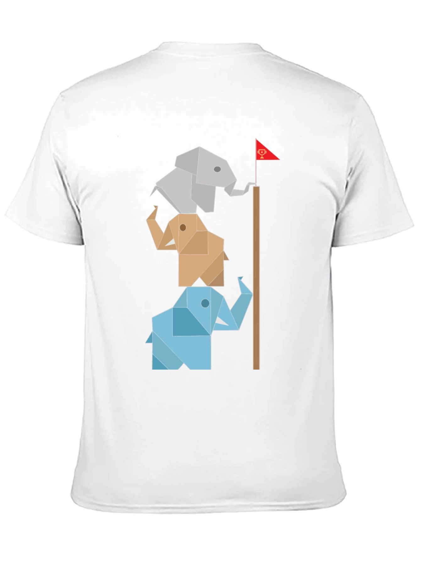 Black Origami Elephant Totem Tee - Unique Graphic Design view 11