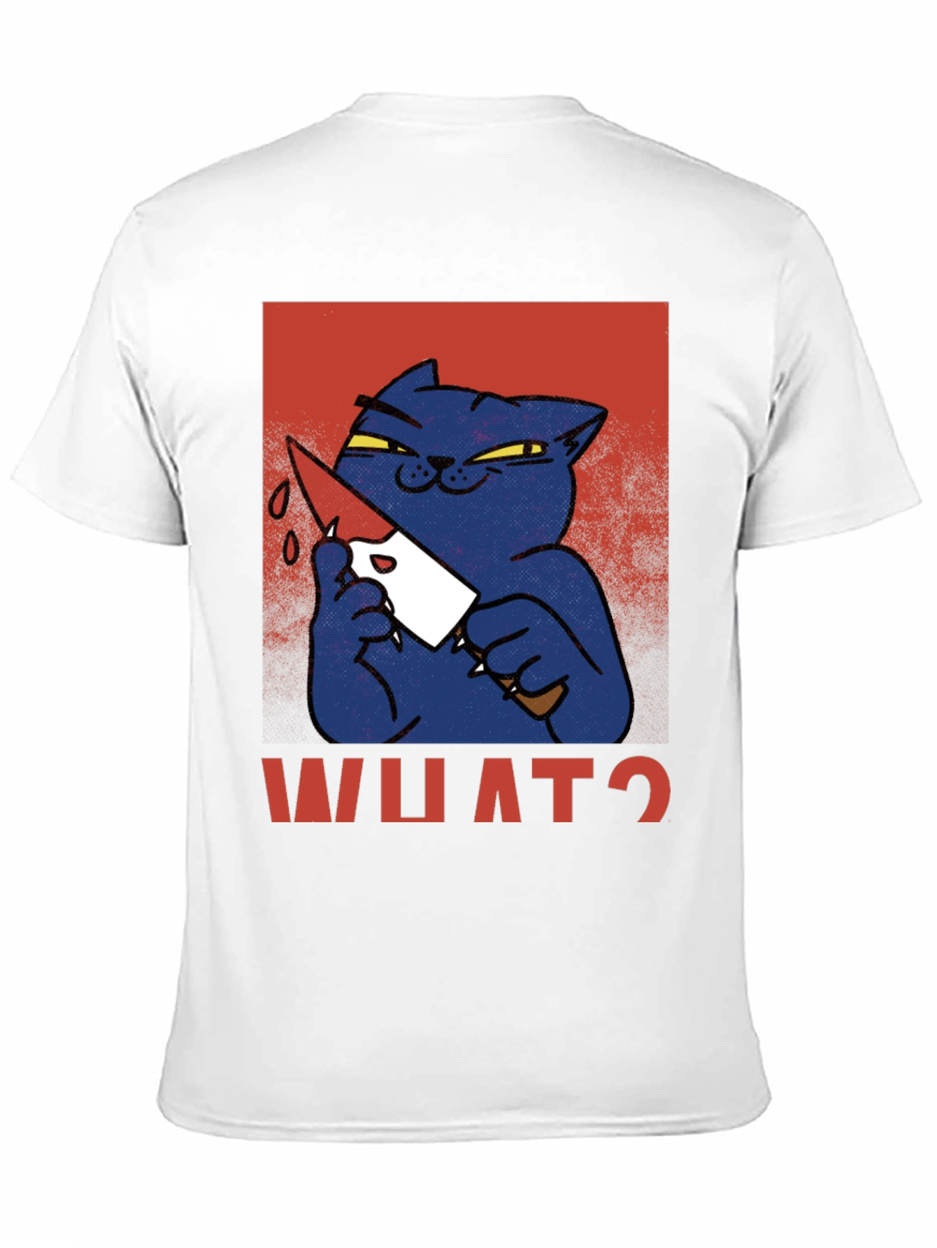 Black Killer Cat Graphic T-Shirt - "WHAT?" Funny Men's Tee view 11