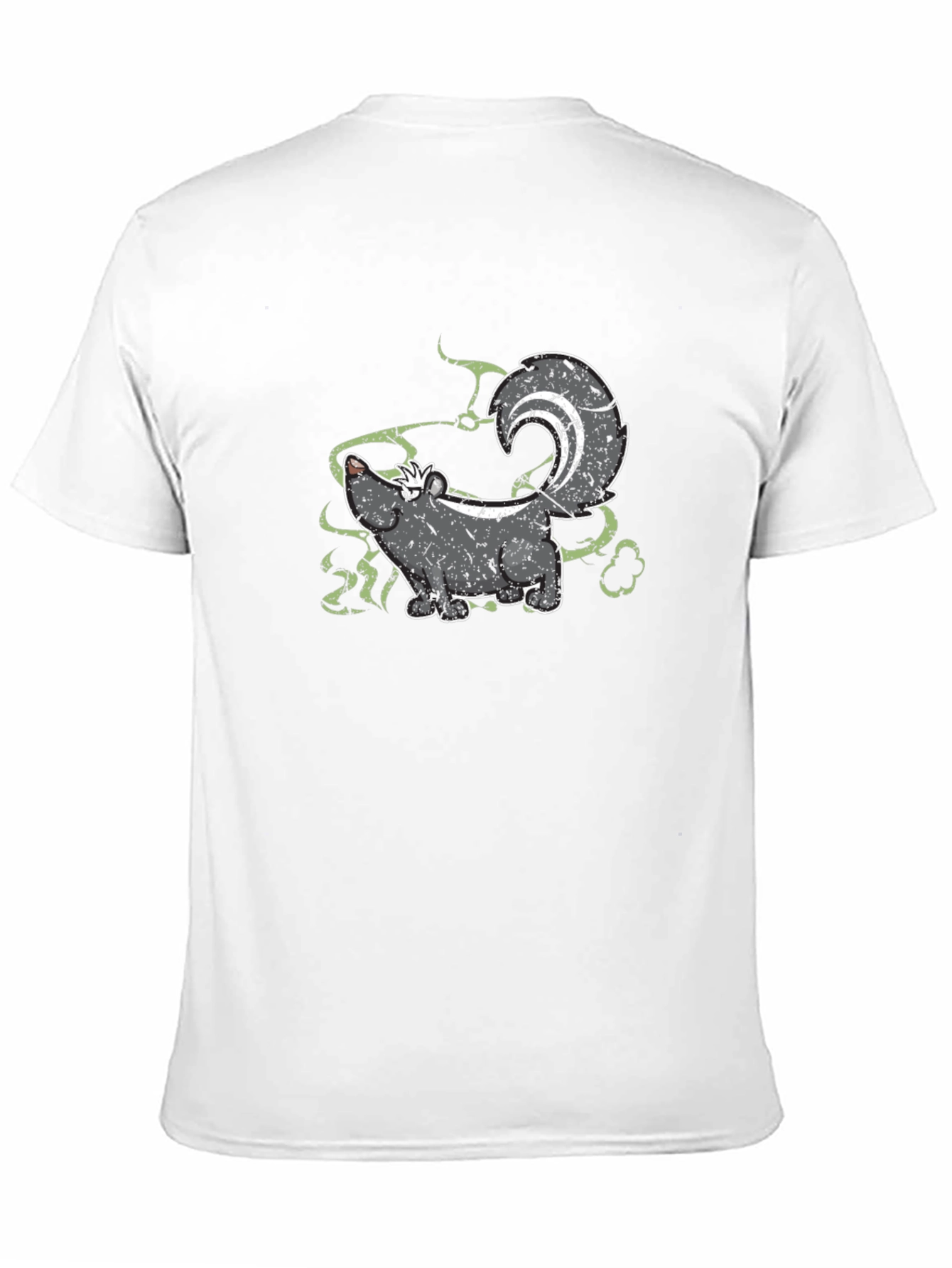 Black Skunk Cartoon Graphic Tee - Black Cotton T-Shirt view 11