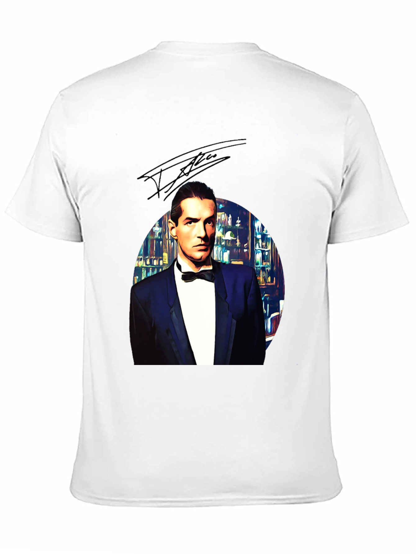 Black Elegant Man in Tuxedo Graphic Tee - Black view 11