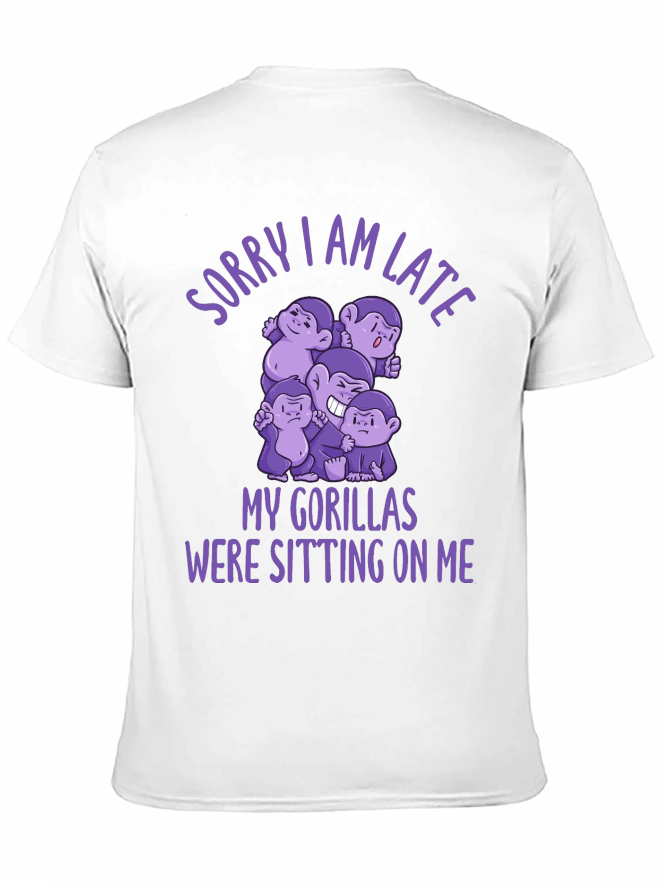 Black Funny Gorilla Graphic Tee - Sorry I Am Late view 11