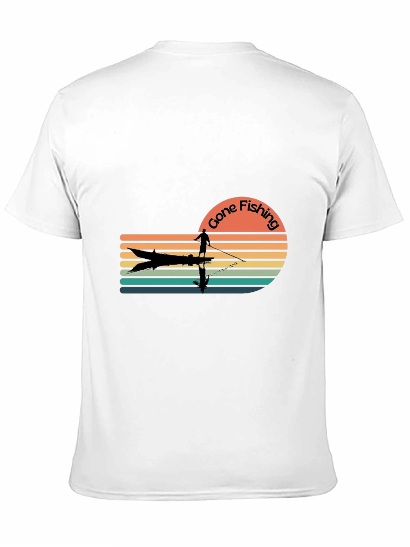 Black Gone Fishing Retro T-Shirt - Angler Design view 11