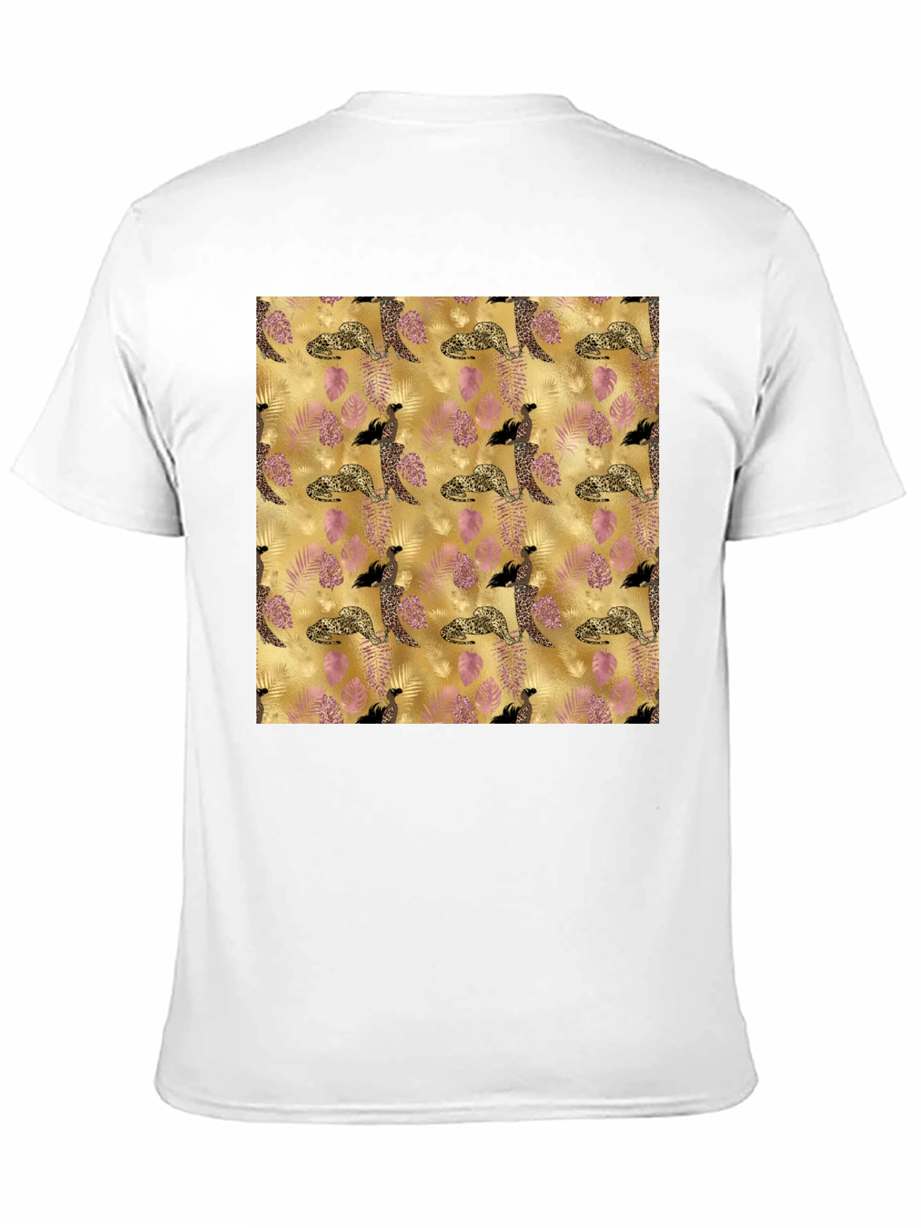 Black Stylish Black Tee with Leopard & Floral Pattern view 11