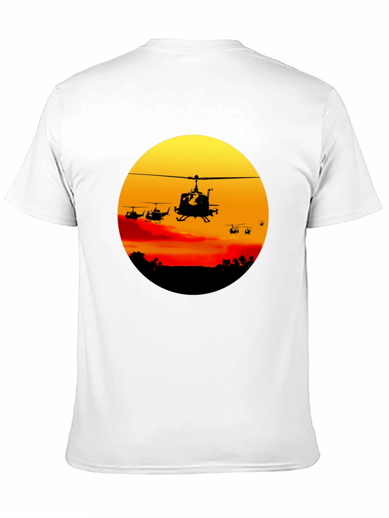 Black Retro Helicopter Sunset Graphic T-Shirt view 11