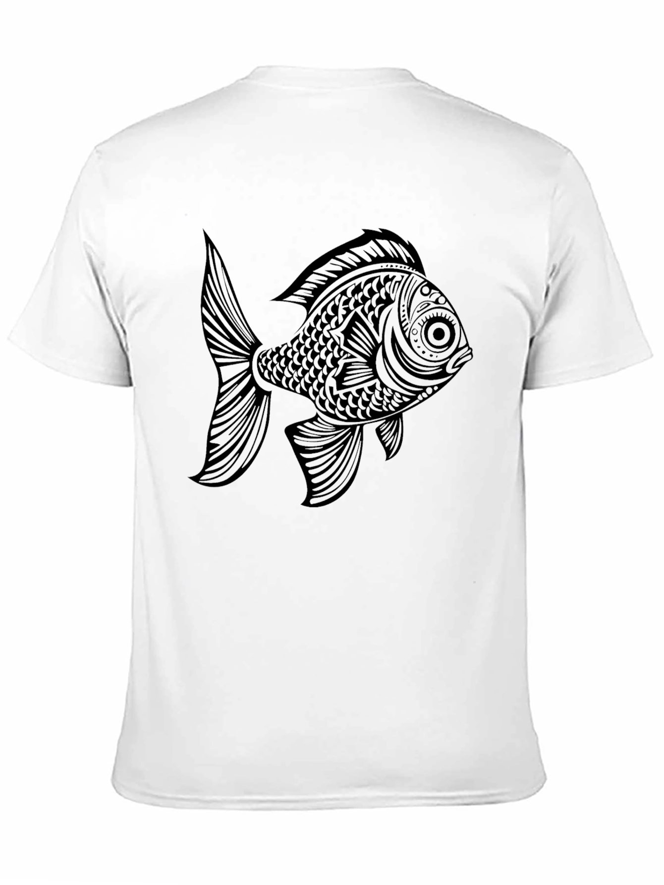 Black Black T-Shirt with Ornate Fish Graphic view 11