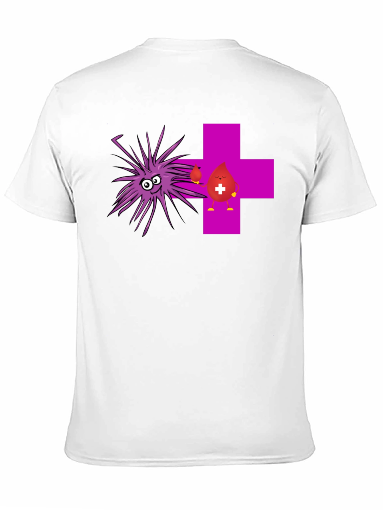 Black Funny Black T-Shirt with Cartoon Germs and Blood Drop view 11