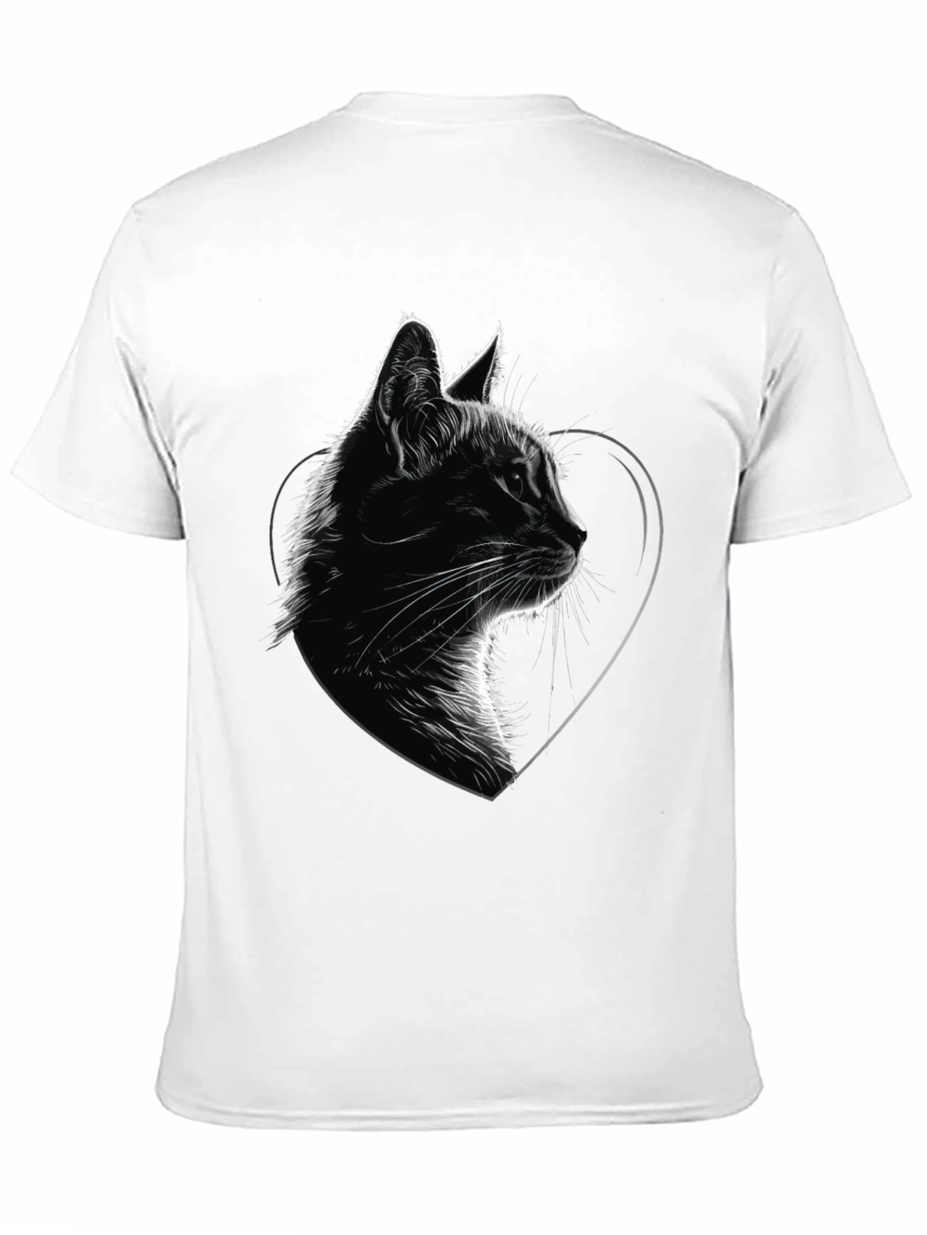 Black Cat Heart Graphic Tee - Black Cotton Blend T-Shirt view 11