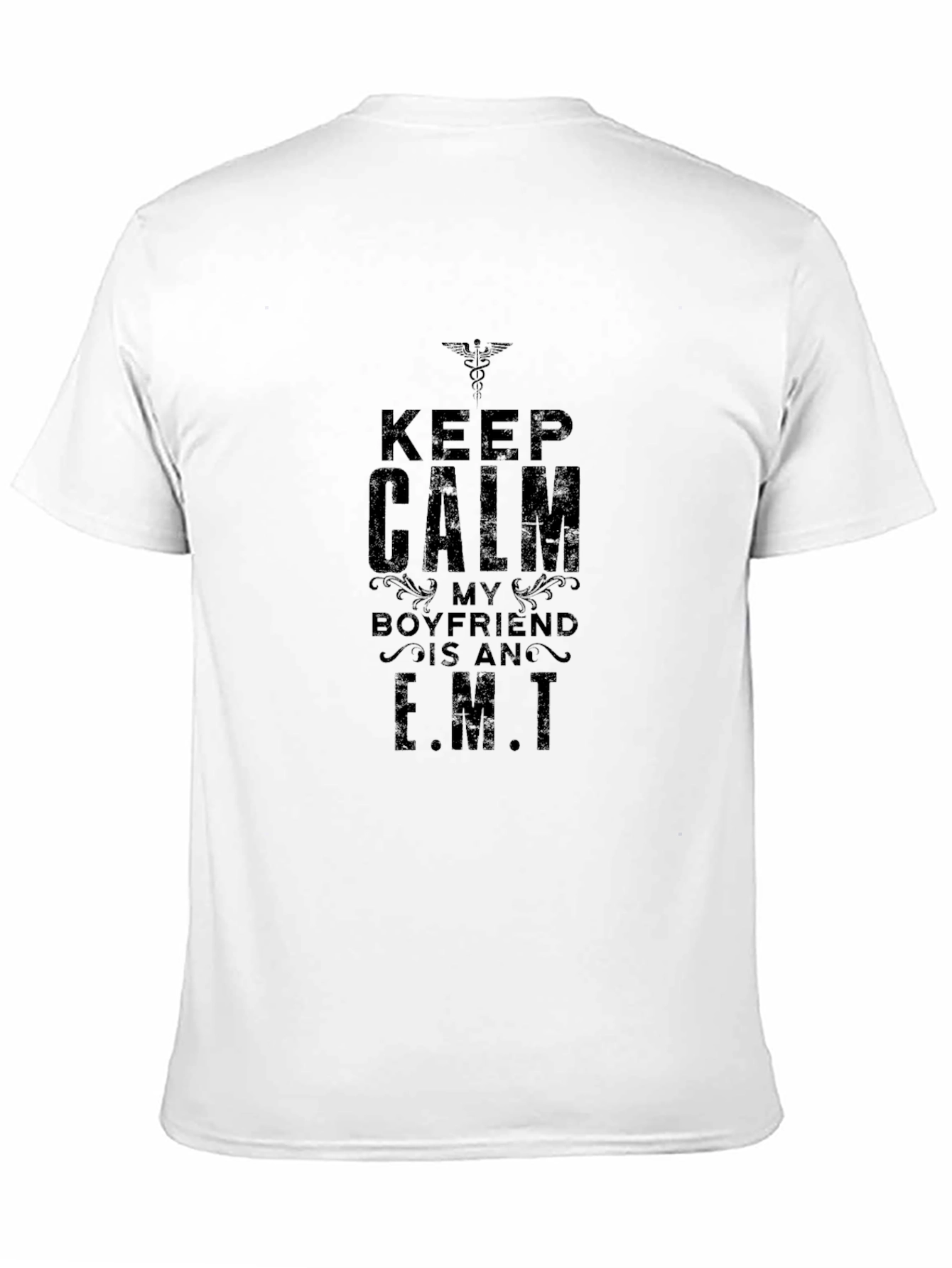 Black Keep Calm My Boyfriend is an EMT - Black T-Shirt view 11
