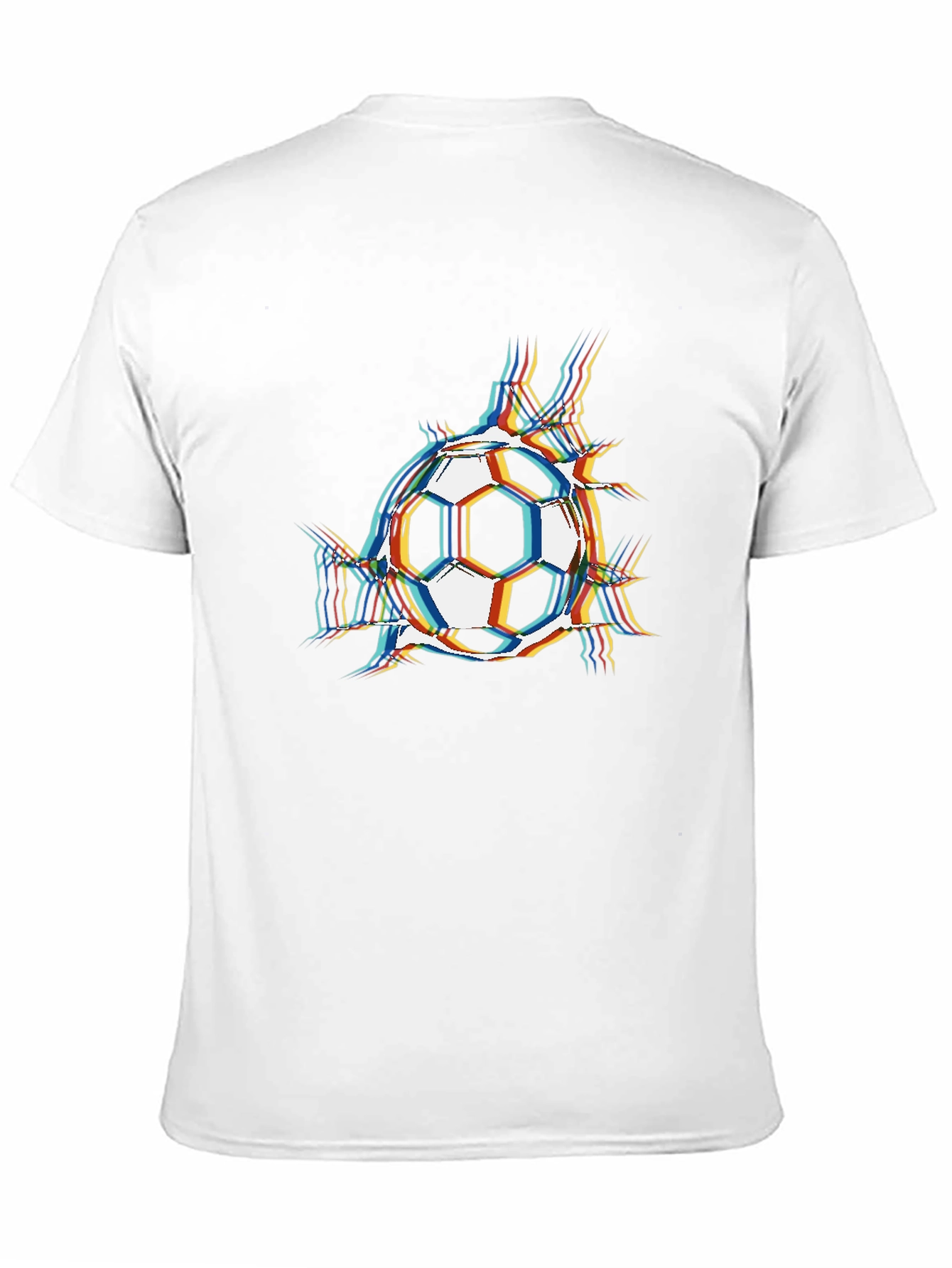 Black Soccer Ball Glitch Graphic T-Shirt view 11