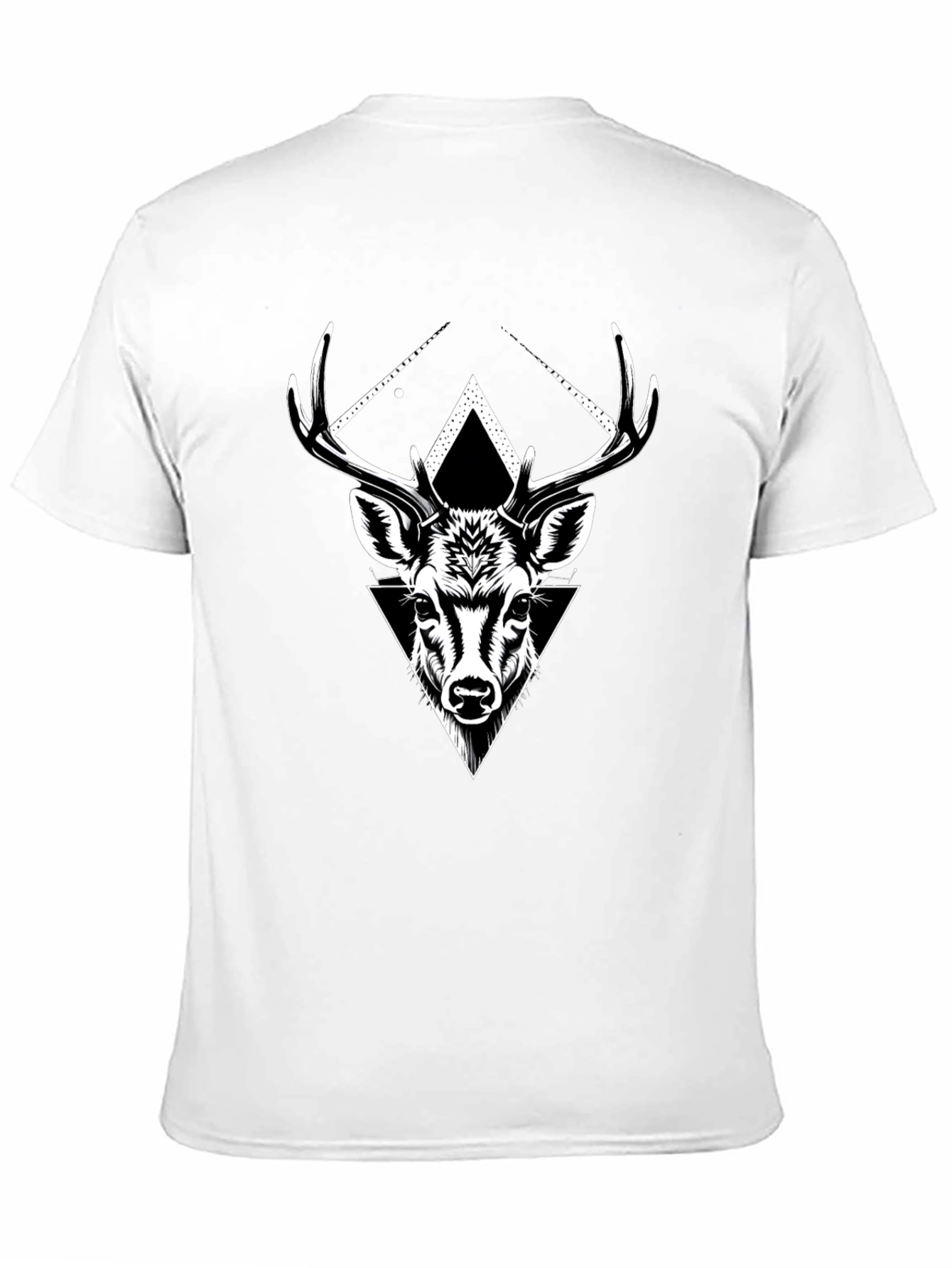 Black Geometric Deer Graphic Tee - Black Cotton Blend view 11