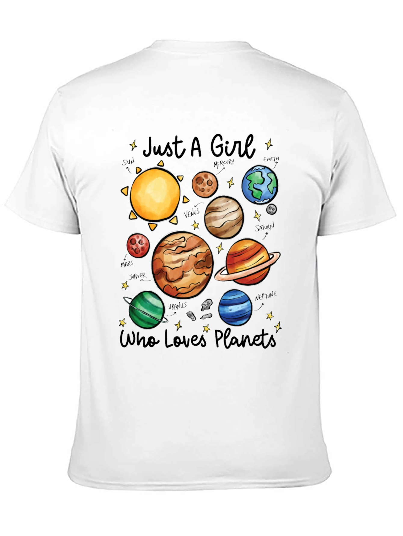 Girl Who Loves Planets T-Shirt - Space Lover Tee - 11