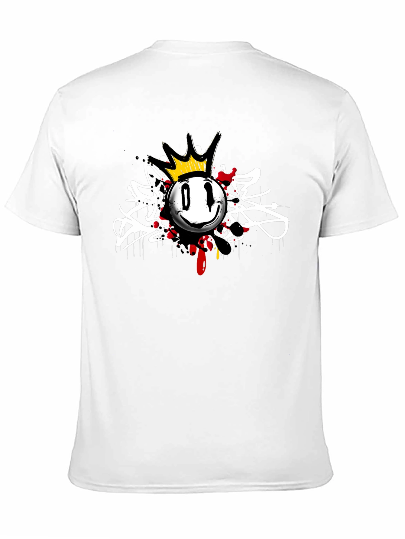 Black King Smiley Face Graphic Black T-Shirt view 11