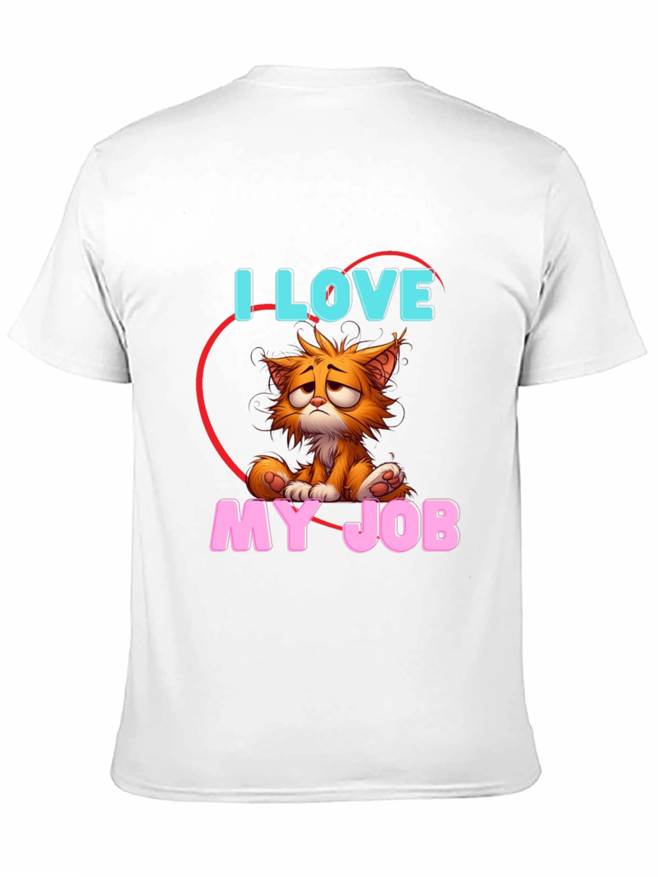 Black I Love My Job Cat T-Shirt - Unique Graphic Tee view 11