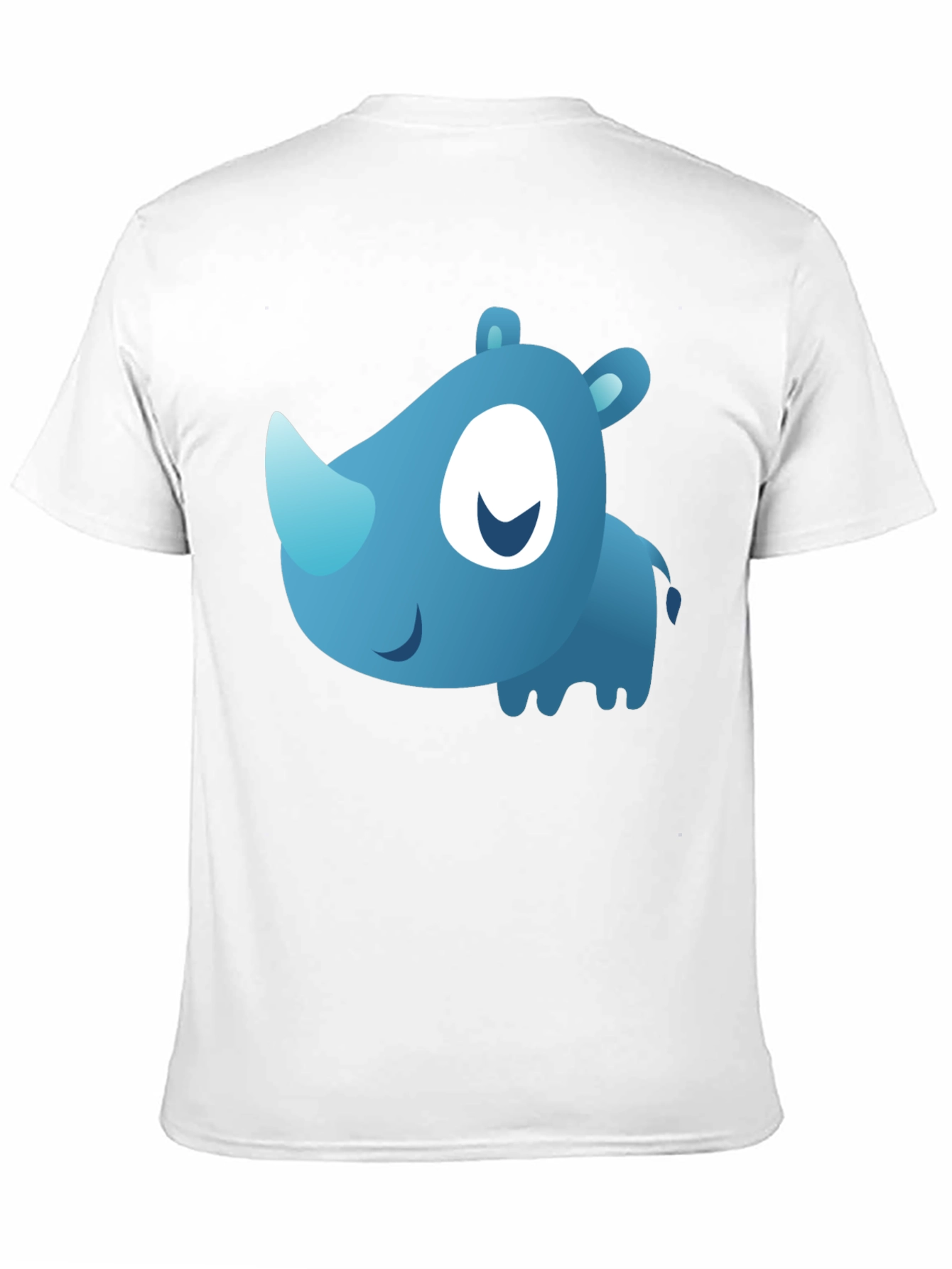 Black Cute Blue Cartoon Rhino Black T-Shirt view 11