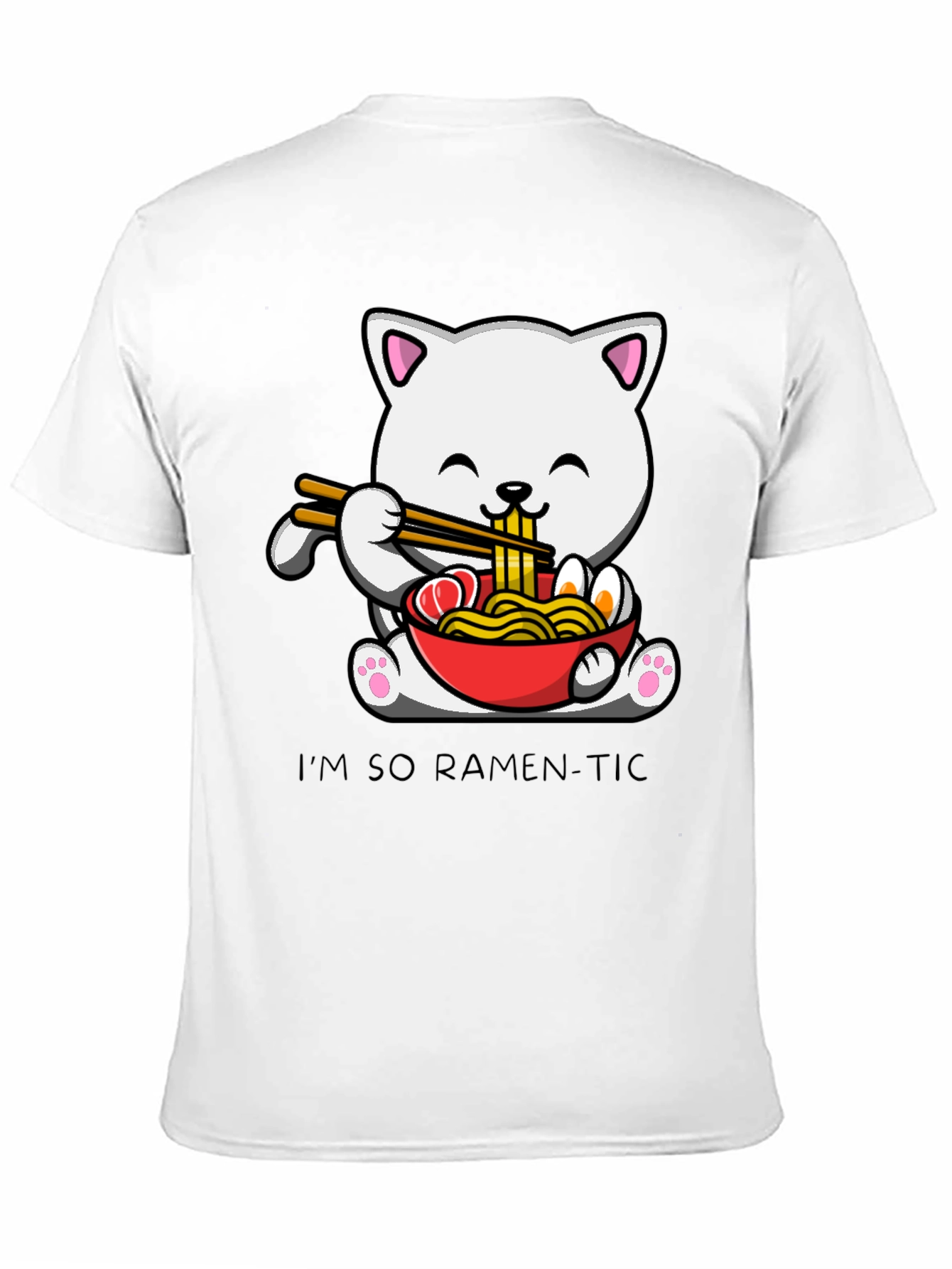 Black Ramen Cat T-Shirt - "I'm So Ramen-Tic" Graphic Tee view 11
