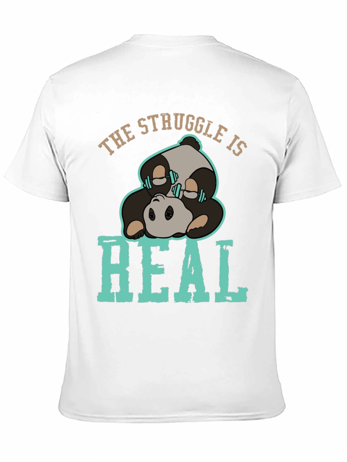 Black The Struggle Is Real Panda T-Shirt view 11